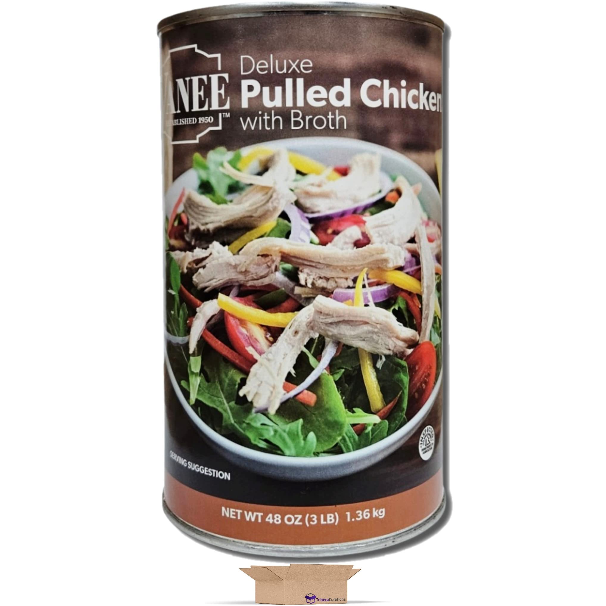 Vanee Deluxe Pulled Chicken with Broth Value Pack | 48 Ounce Can | Pack of 2 3