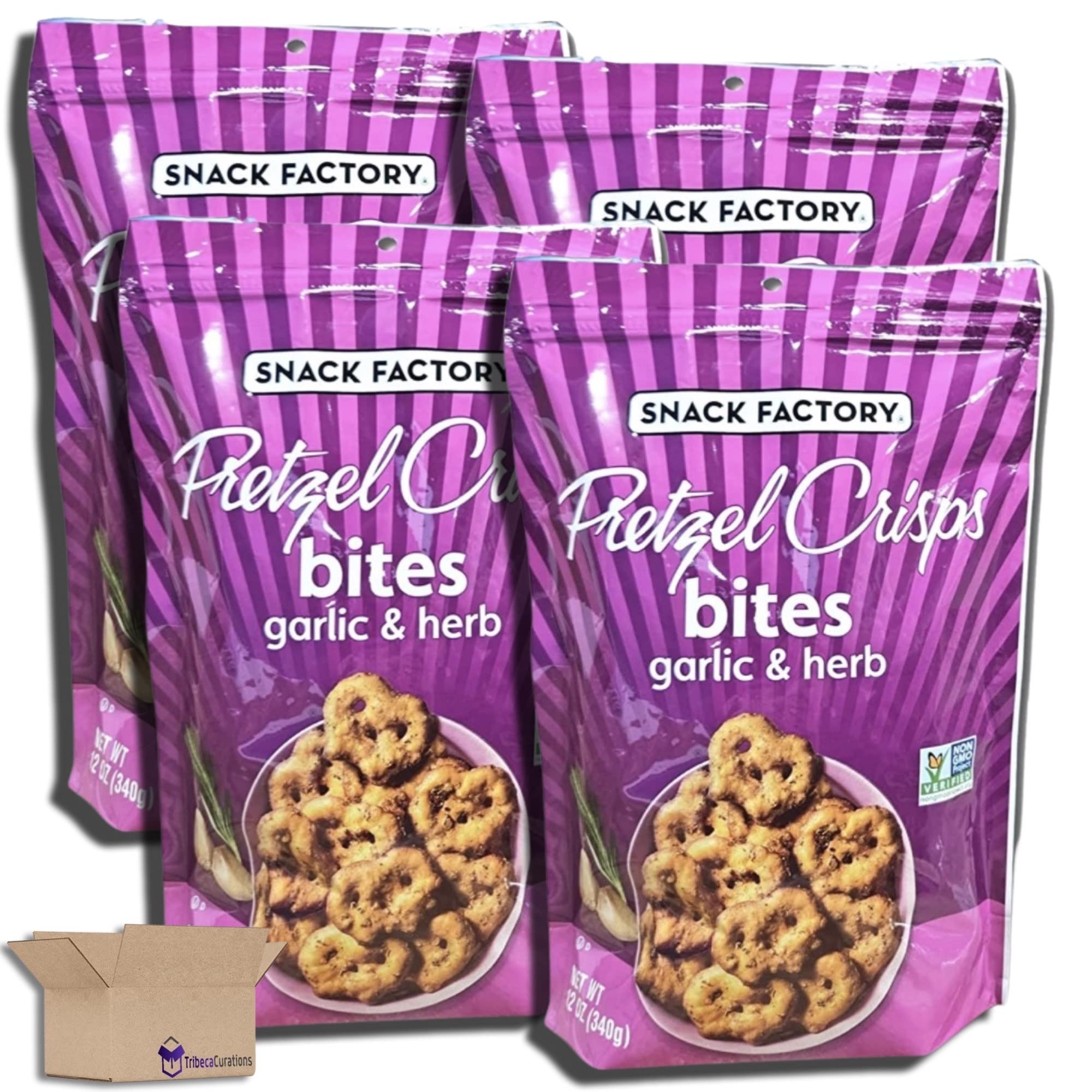 Garlic & Herb Pretzel Crisps Bites Value Pack   | 12 Ounce Share-Size Bag | Pack of 4 2