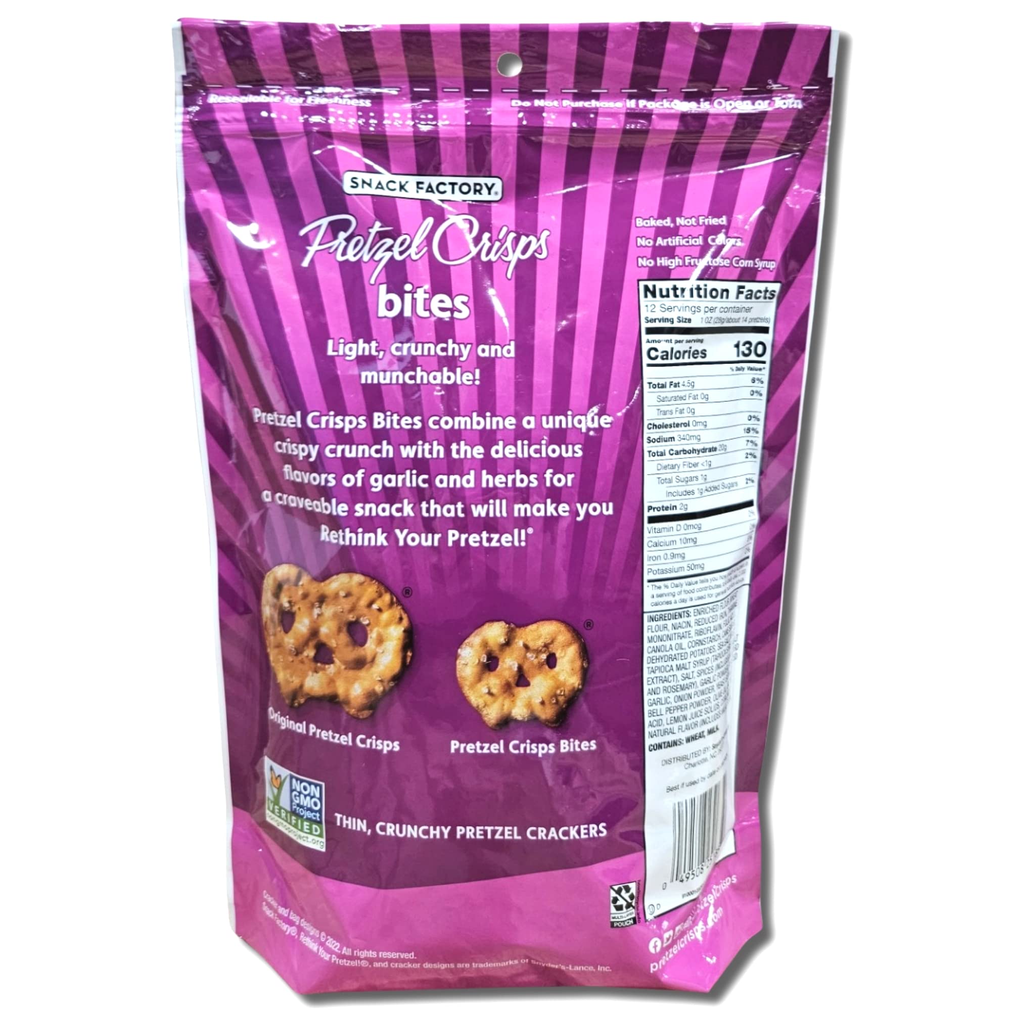 Garlic & Herb Pretzel Crisps Bites Value Pack   | 12 Ounce Share-Size Bag | Pack of 4 4