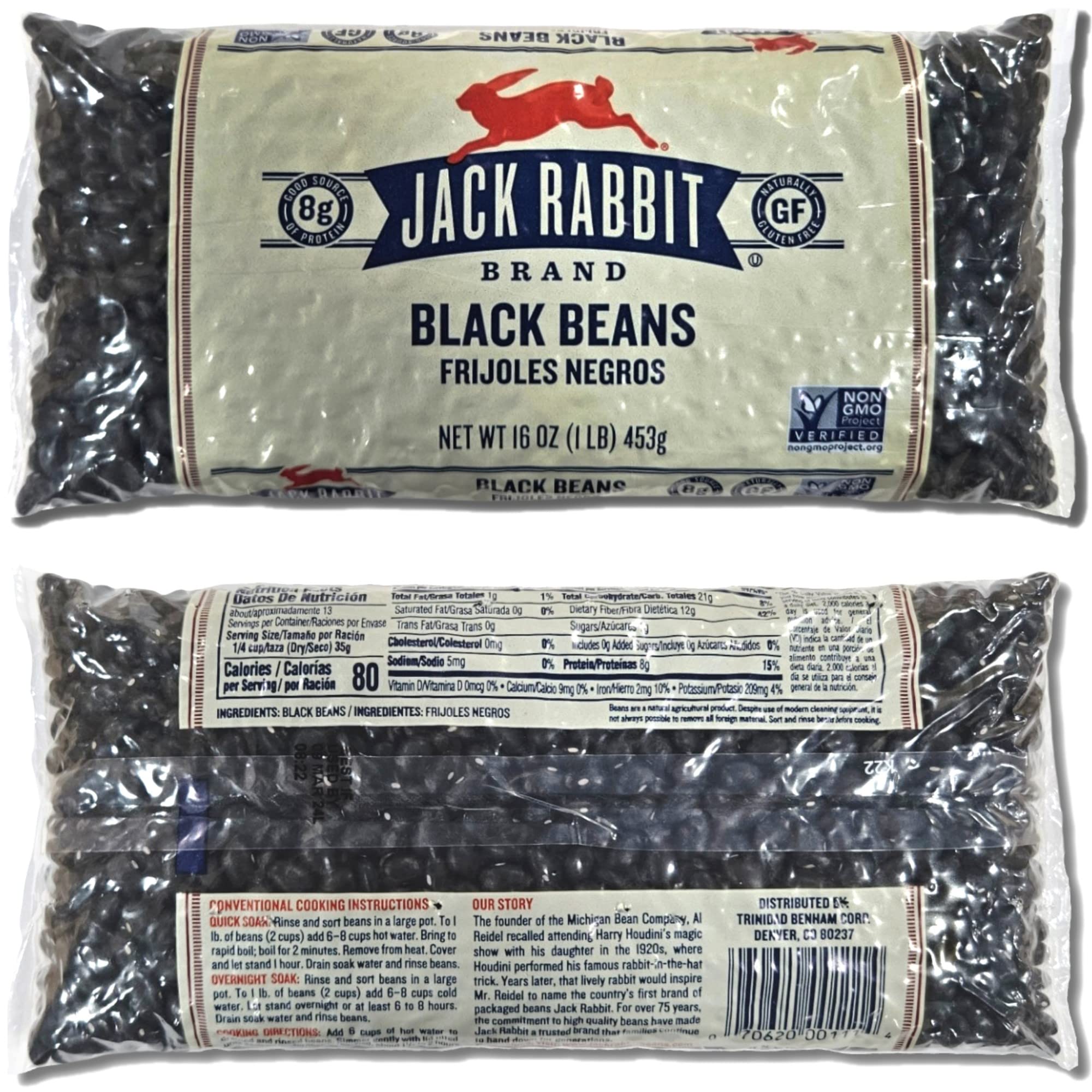 Jack Rabbit Black Beans Value Pack   | 16 Ounce Bag | Pack of 6 5