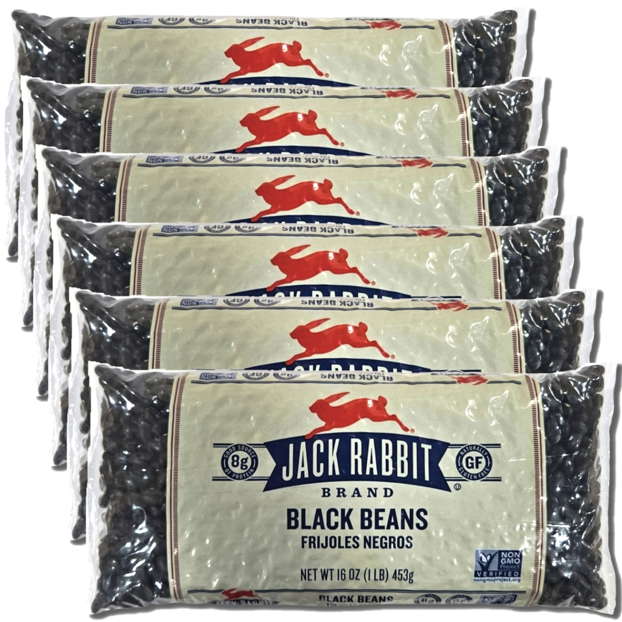 Jack Rabbit Black Beans Value Pack   | 16 Ounce Bag | Pack of 6 6