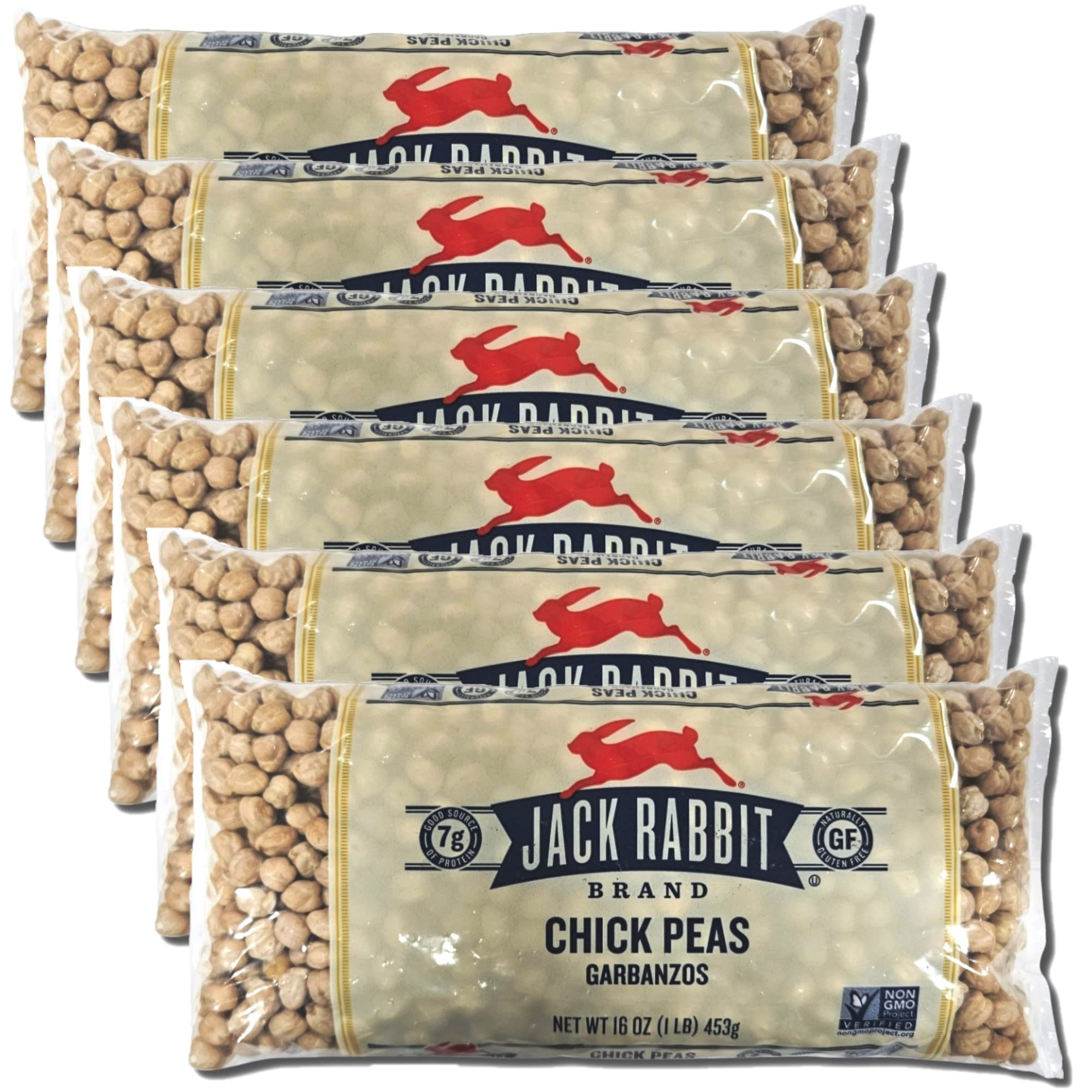 Jack Rabbit Chick Peas Value Pack   | 16 Ounce Bag | Pack of 6 6