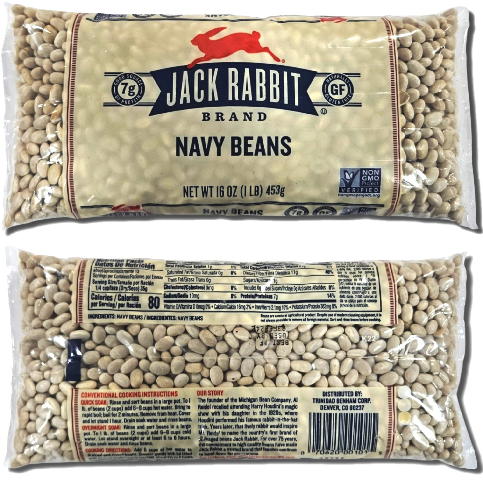 Jack Rabbit Navy Beans Value Pack   | 16 Ounce Bag | Pack of 6 5