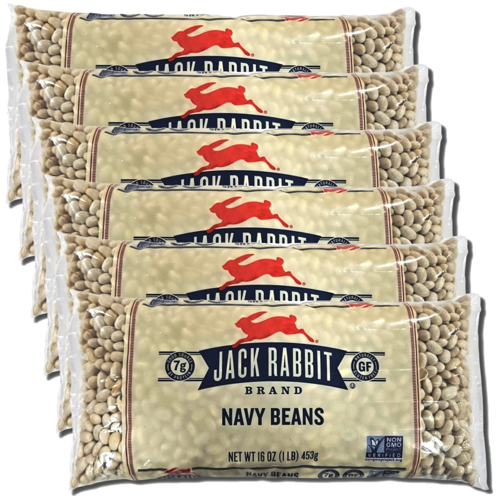 Jack Rabbit Navy Beans Value Pack   | 16 Ounce Bag | Pack of 6 6