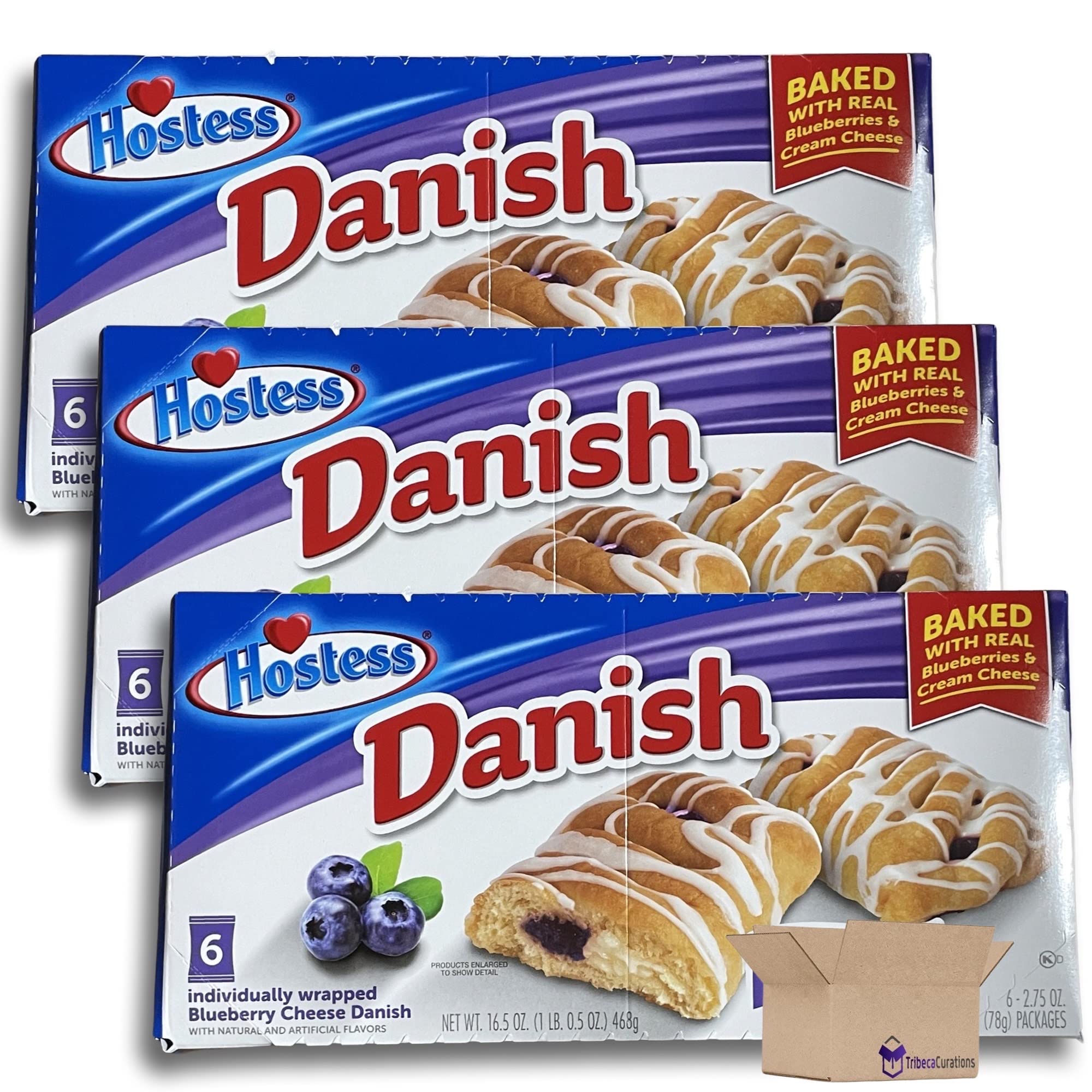 Hostess Blueberry Danish Value Pack | Individually Wrapped | 6 Count Box | Pack of 3 (18 Total Danish) 2