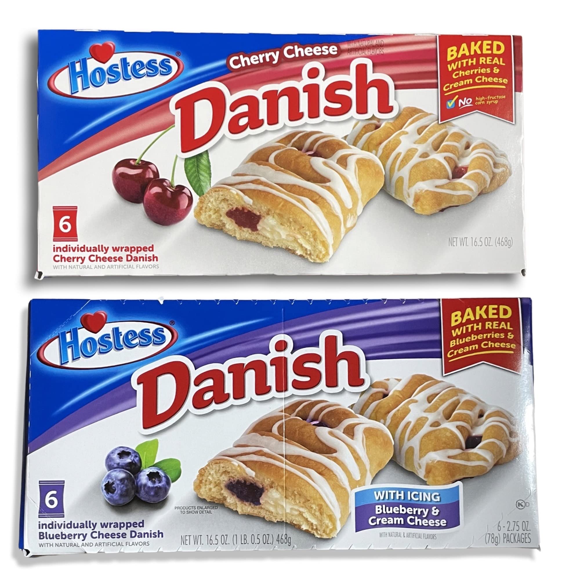 Hostess Blueberry & Cherry Danish Combo Pack | Individually Wrapped | 6 Count Box | Pack of 4 (24 Total) 3