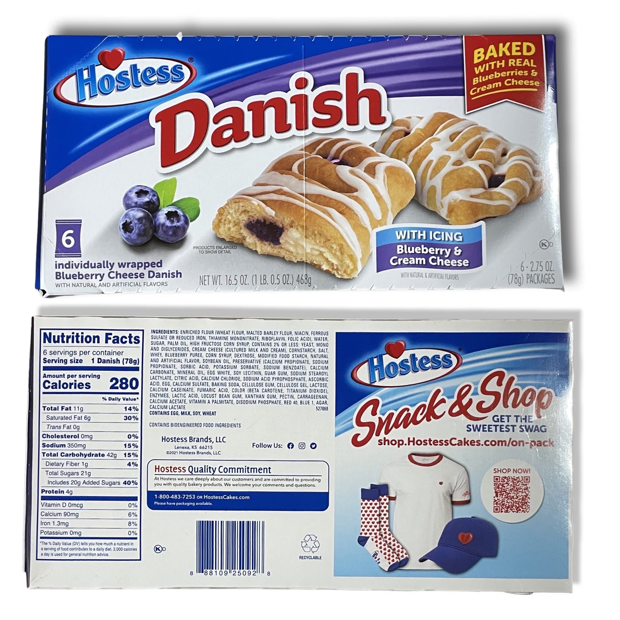 Hostess Blueberry & Cherry Danish Combo Pack | Individually Wrapped | 6 Count Box | Pack of 4 (24 Total) 5