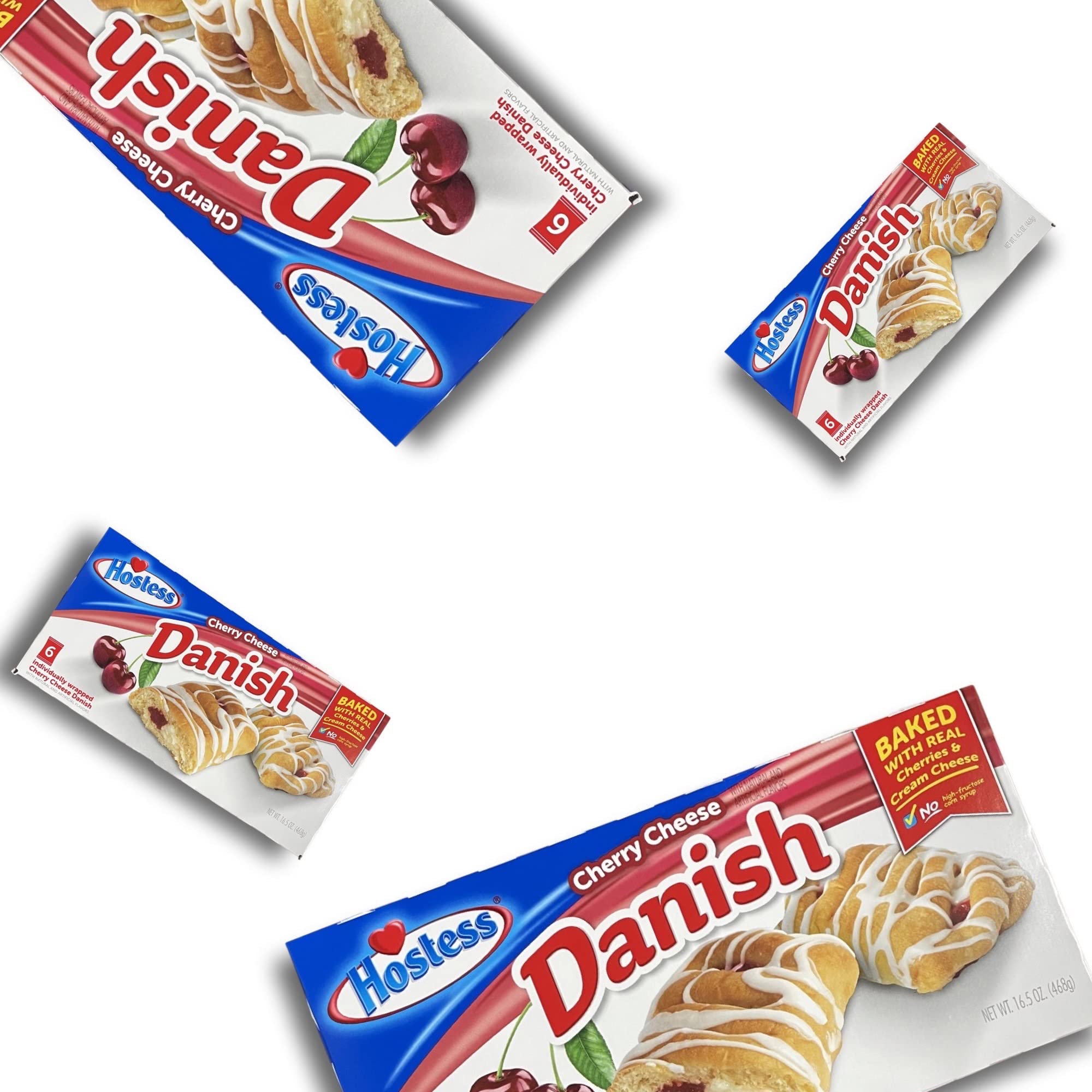 Hostess Blueberry & Cherry Danish Combo Pack | Individually Wrapped | 6 Count Box | Pack of 4 (24 Total) 6
