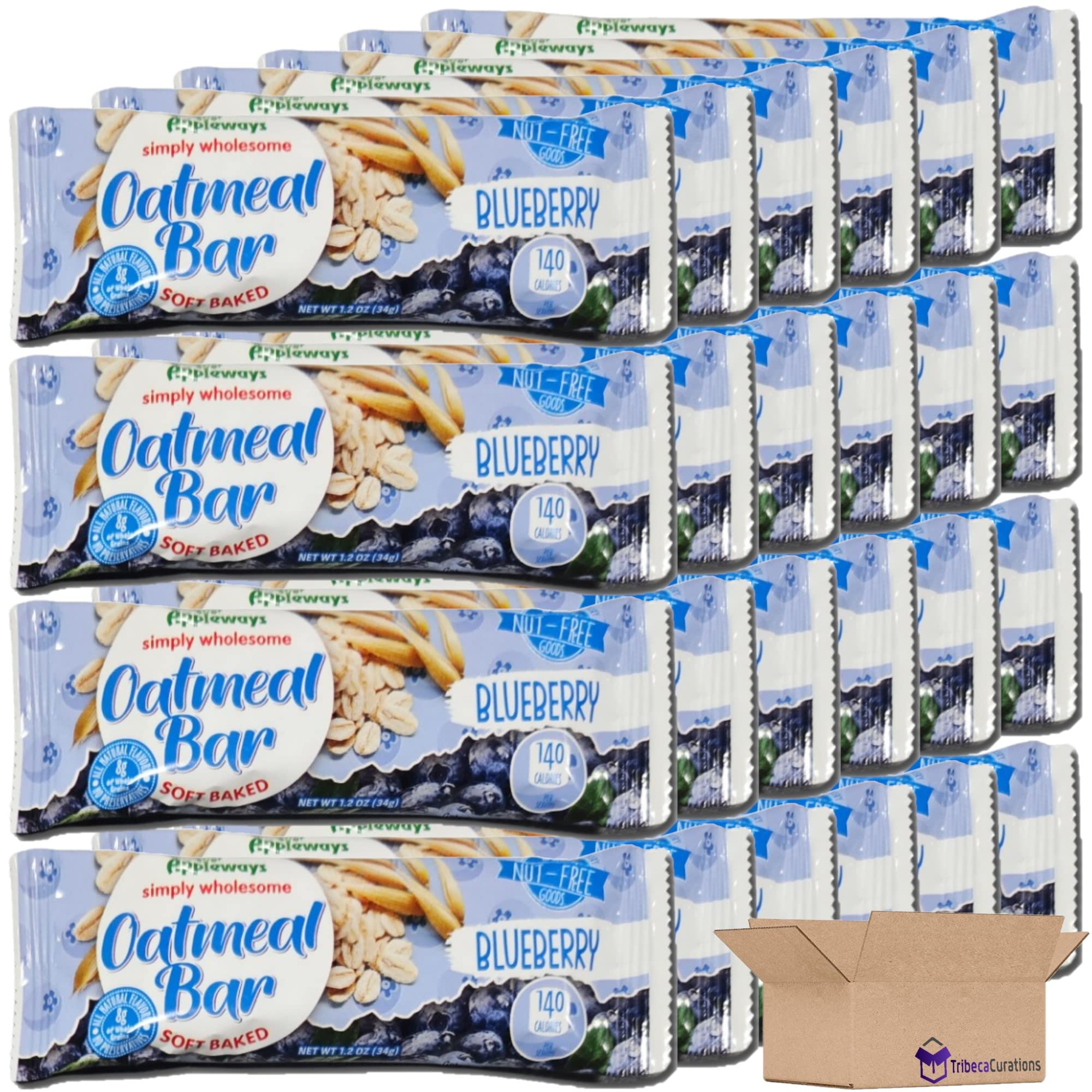 Appleways Blueberry Oatmeal Bar School Snacks | 1.2 Ounce | Pack of 24