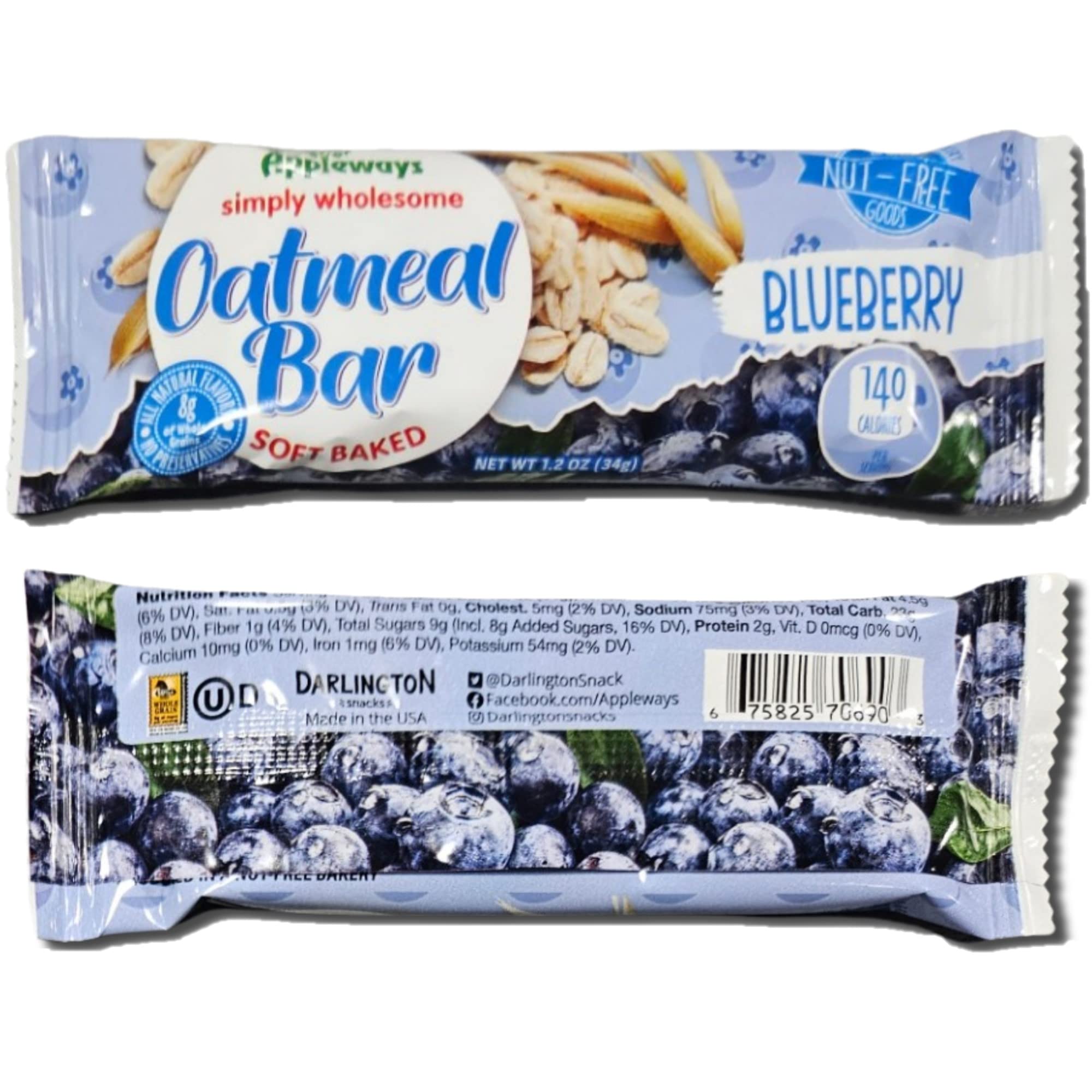 Appleways Blueberry Oatmeal Bar School Snacks | 1.2 Ounce | Pack of 24 5