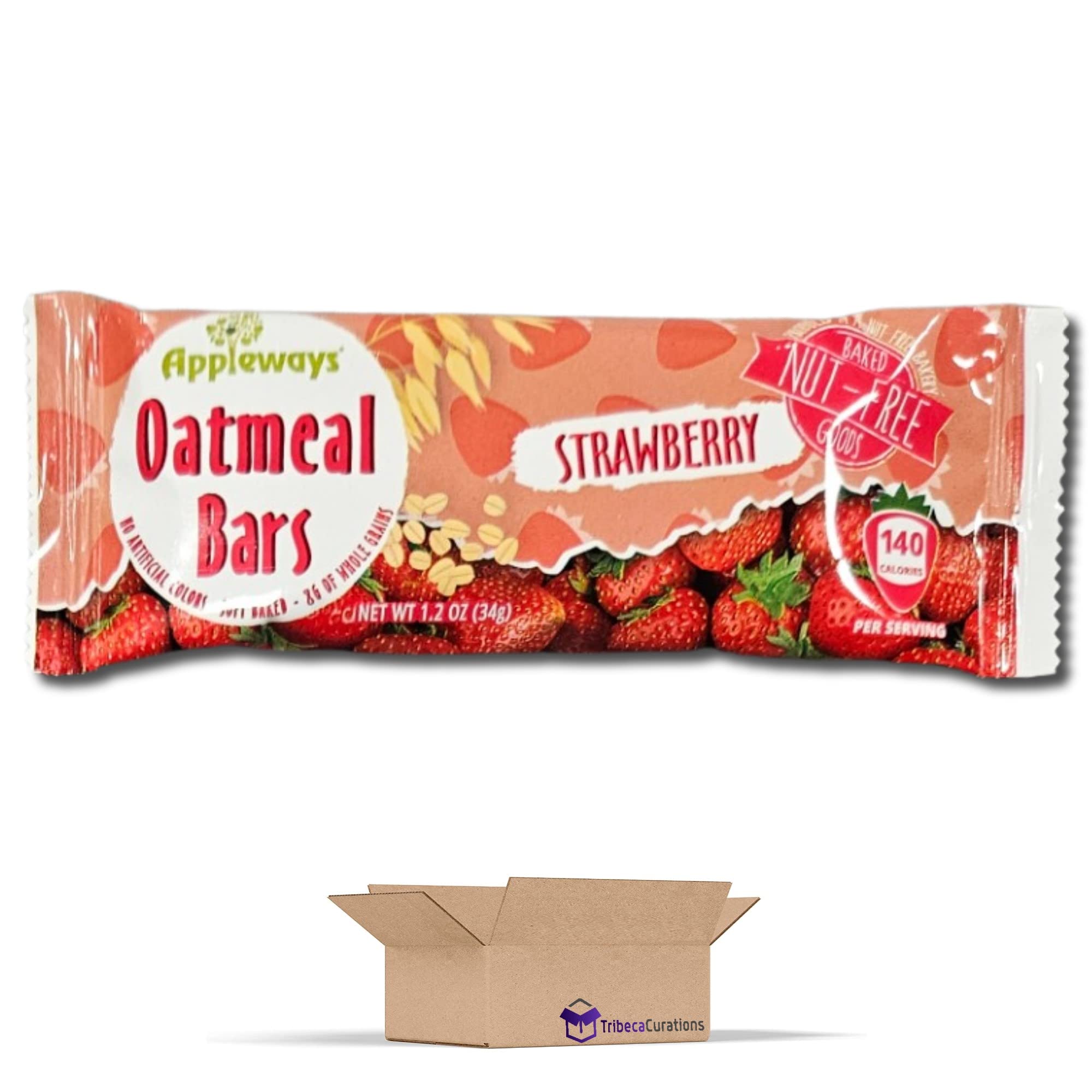 Appleways Strawberry Oatmeal Bar School Snacks | 1.2 Ounce | Pack of 24 3