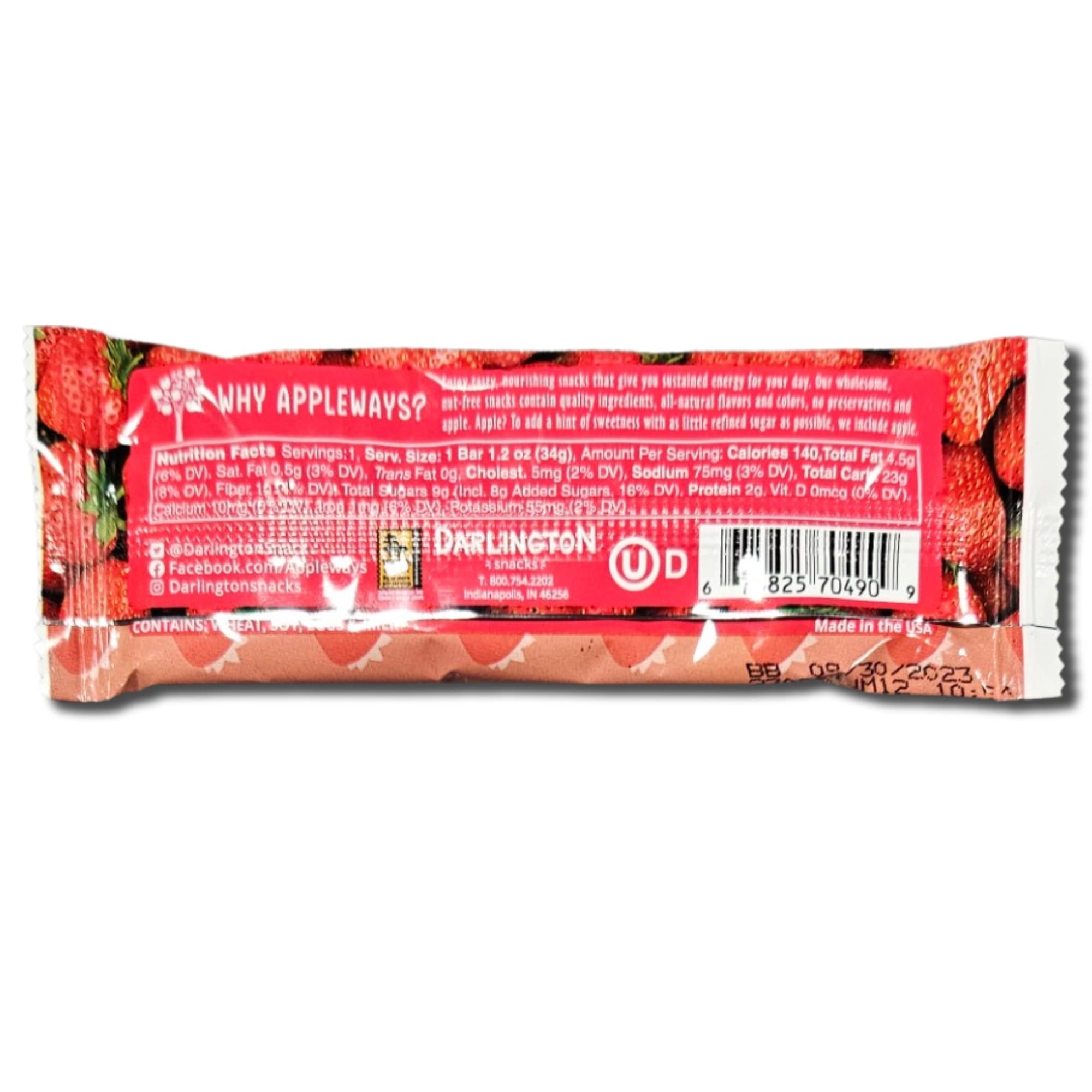 Appleways Strawberry Oatmeal Bar School Snacks | 1.2 Ounce | Pack of 24 4