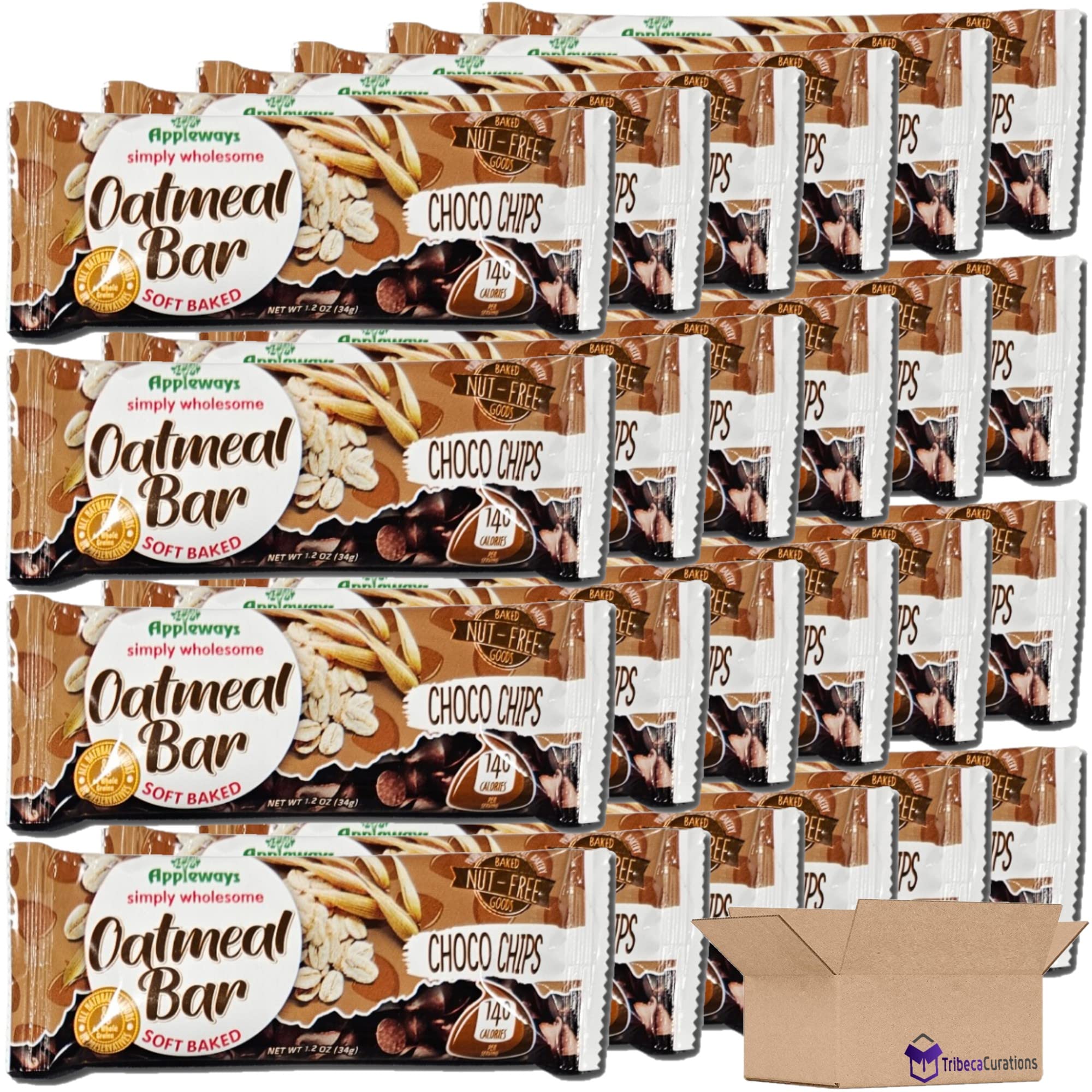 Appleways Chocolate Chip Oatmeal Bar School Snacks | 1.2 Ounce | Pack of 24