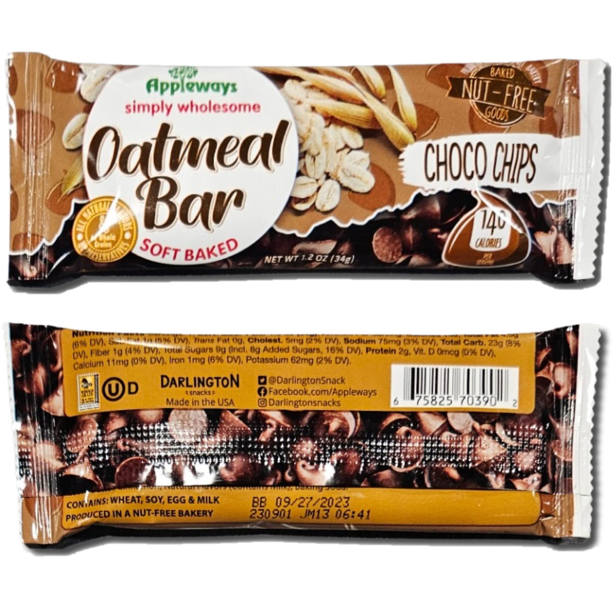 Appleways Chocolate Chip Oatmeal Bar School Snacks | 1.2 Ounce | Pack of 24 5