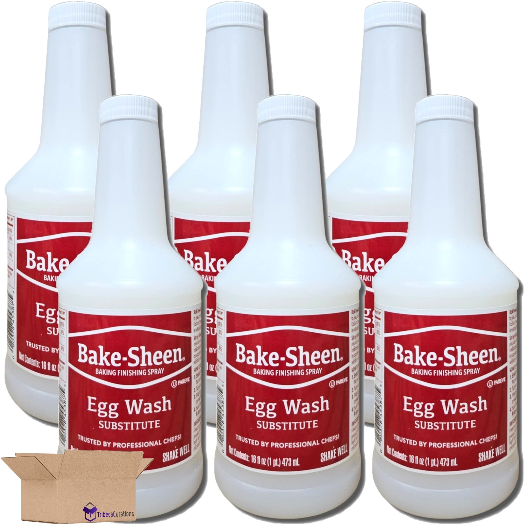 Egg Wash Substitute Baking Finishing Spray | 16 Fl Oz Bottle | Pack of 6 (With Spray Nozzle)