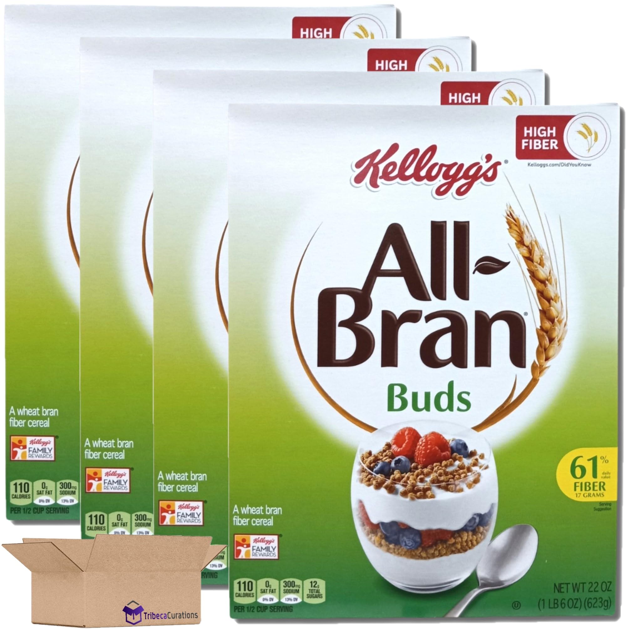 High Fiber Bran Buds Cereal Value Pack | 22 Ounce Box | Pack of 4