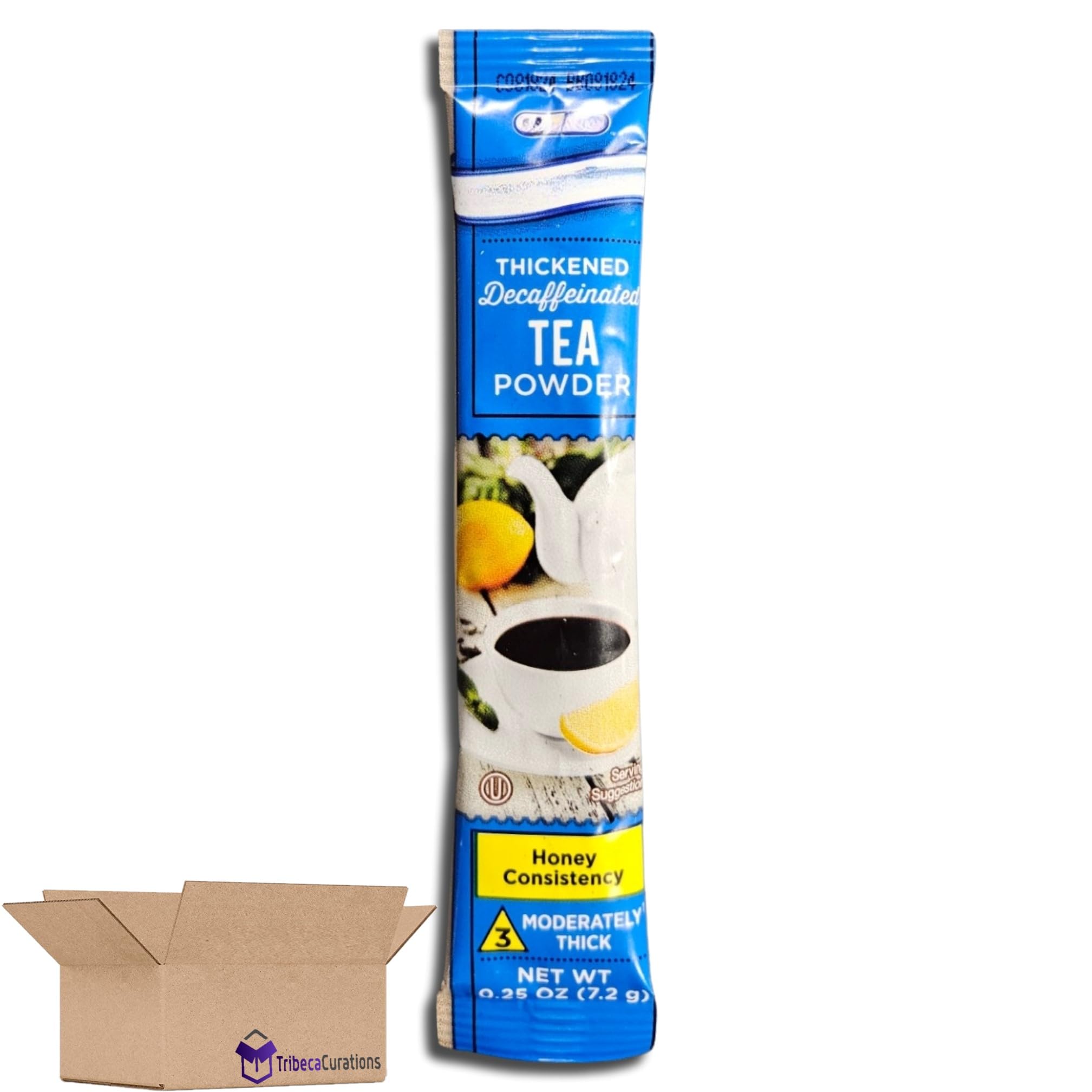Thickened Decaffeinated Tea Powder | Honey Consistency (#3 Moderately Thick) | .25 Ounce Stick | Pack of 72 3
