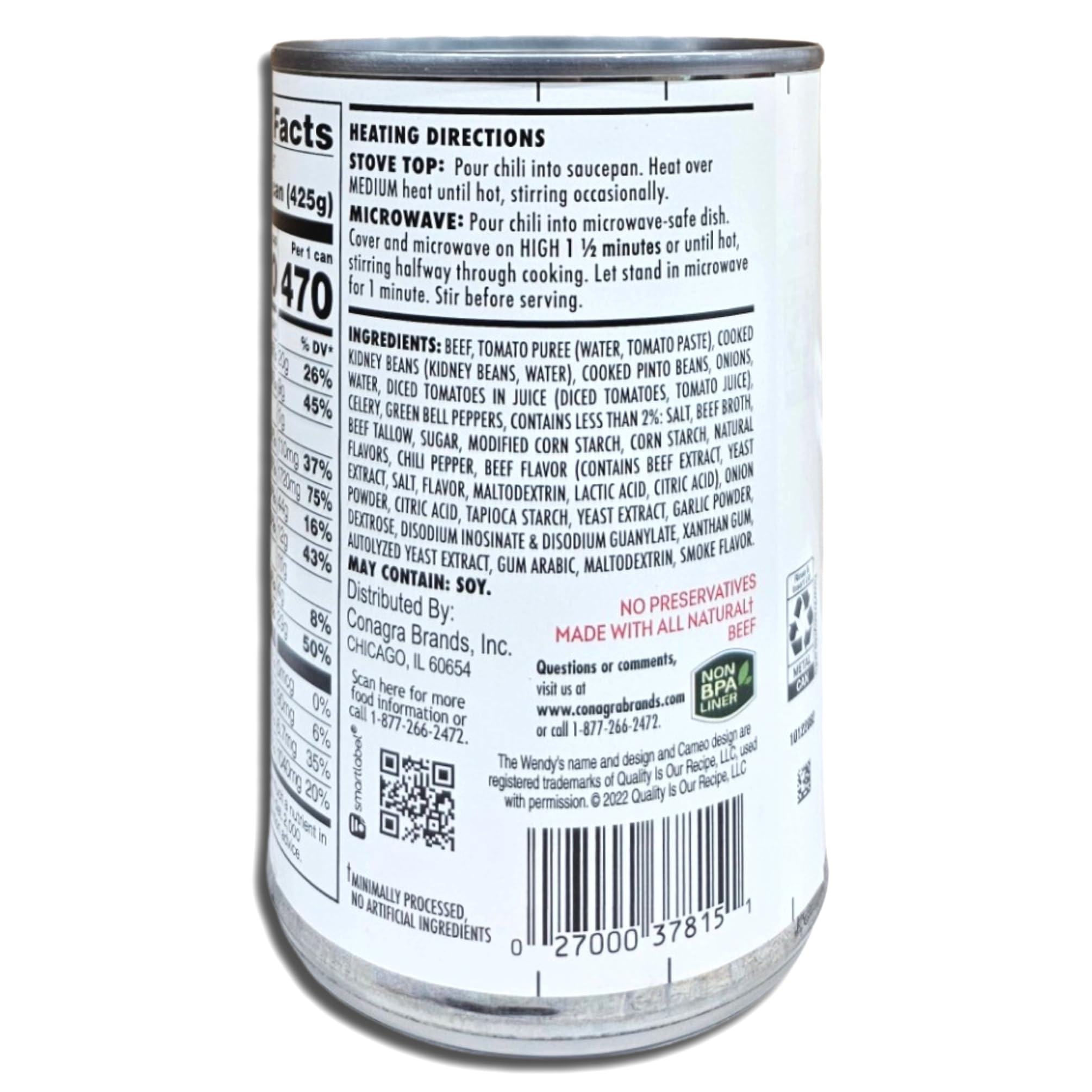 Wendy Chili With Beans Value Pack | 15 Ounce Can | Pack of 4 6