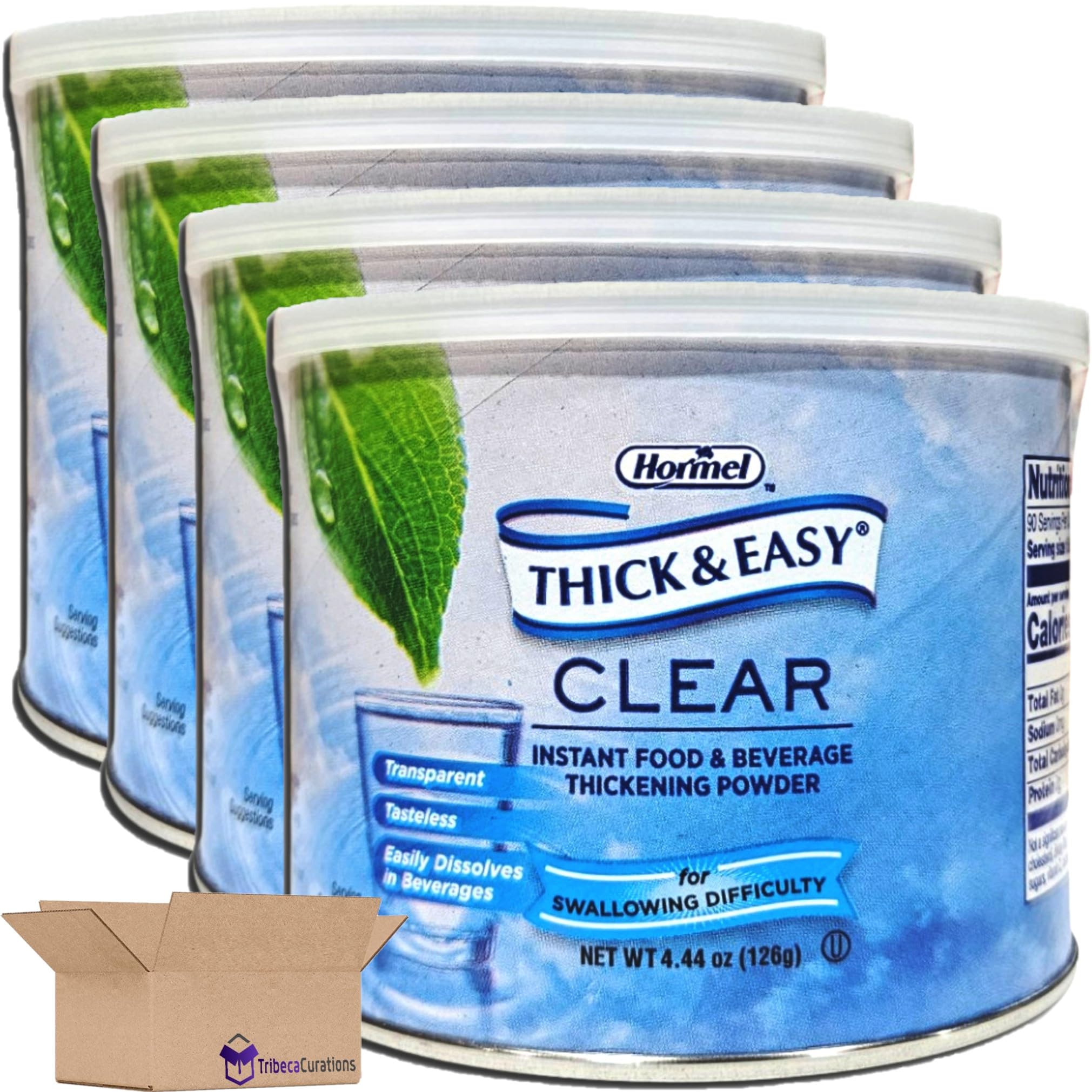 Clear Instant Food & Beverage Thickening Powder Value Pack | 4.44 Ounce Can | Pack of 4