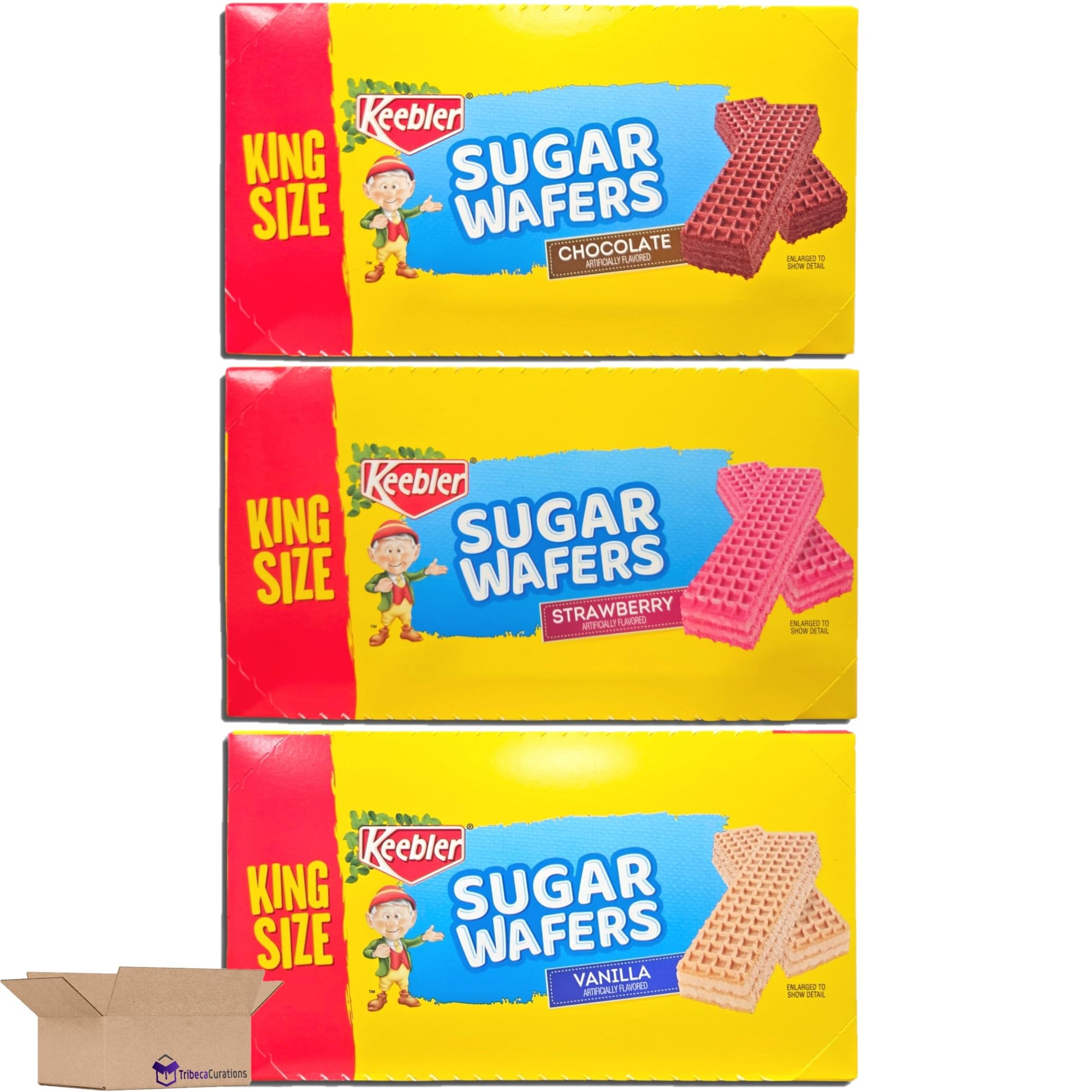 King Size Sugar Wafer Variety Pack | Chocolate, Strawberry, & Vanilla | 4.4 Ounce | Pack of 27 3