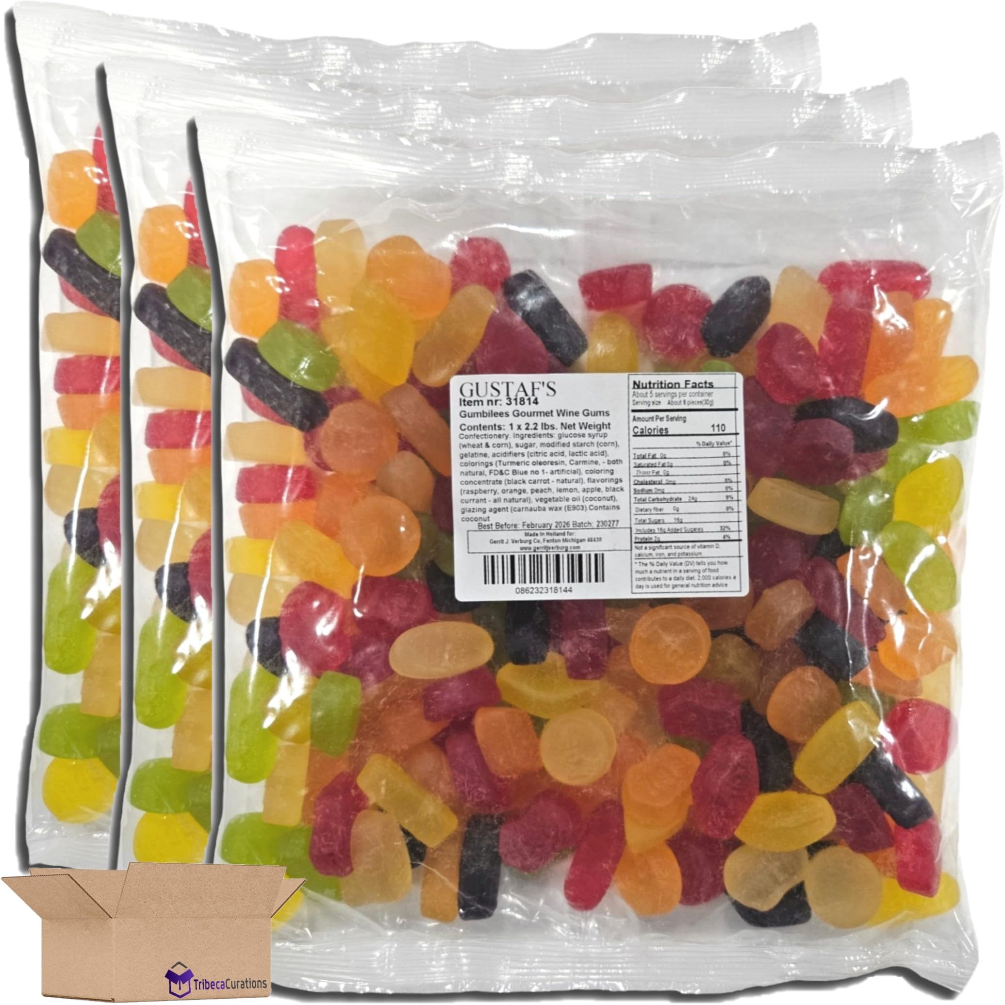 Gustaf's Wine Gums Gummy Candy Value Pack   | 2.2 Pound Bulk Bag | Pack of 3 (6.6 Pounds Total)
