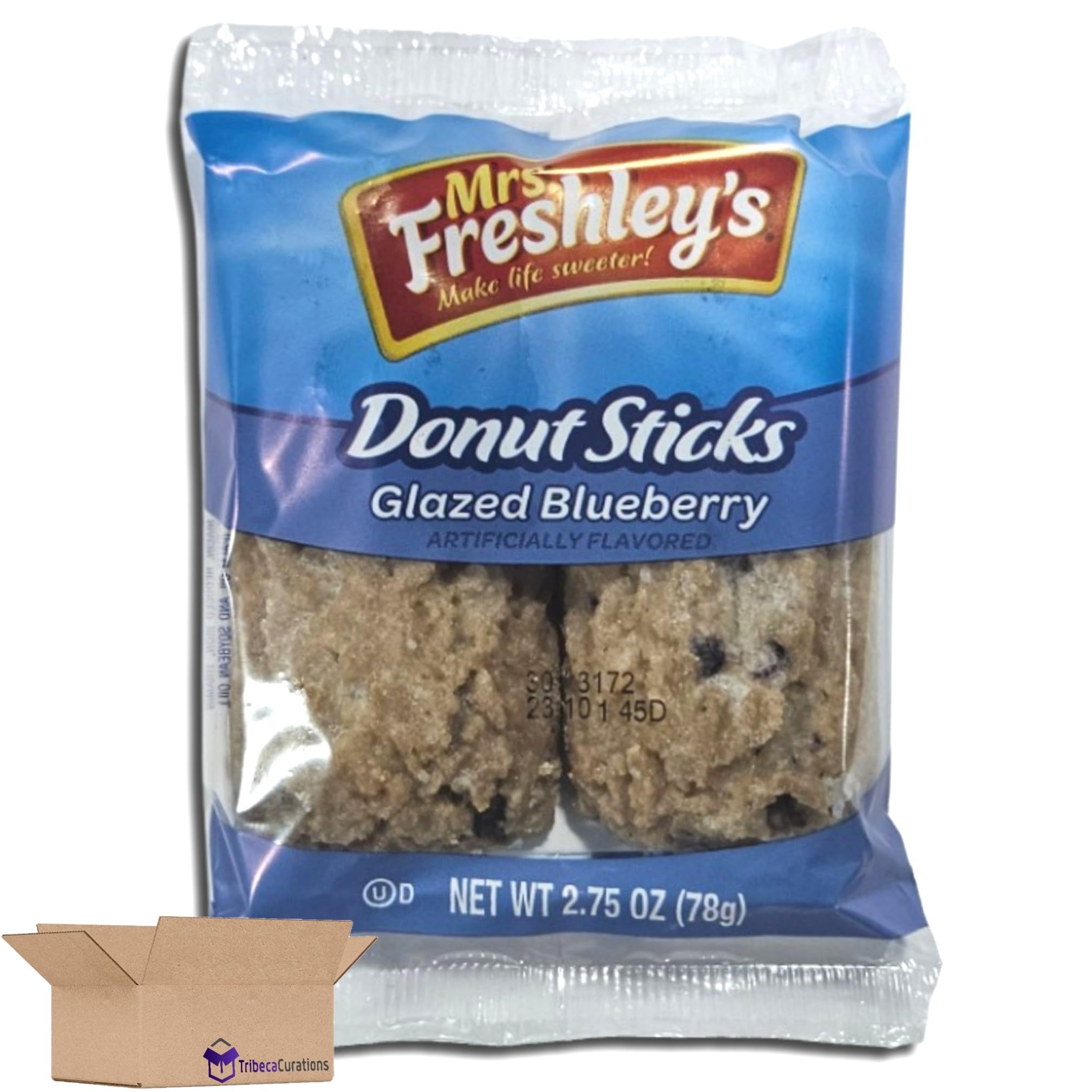 Mrs. Freshley's Glazed Blueberry Donut Sticks 2-Count Value Pack   | 2.75 Ounce | Pack of 12 3