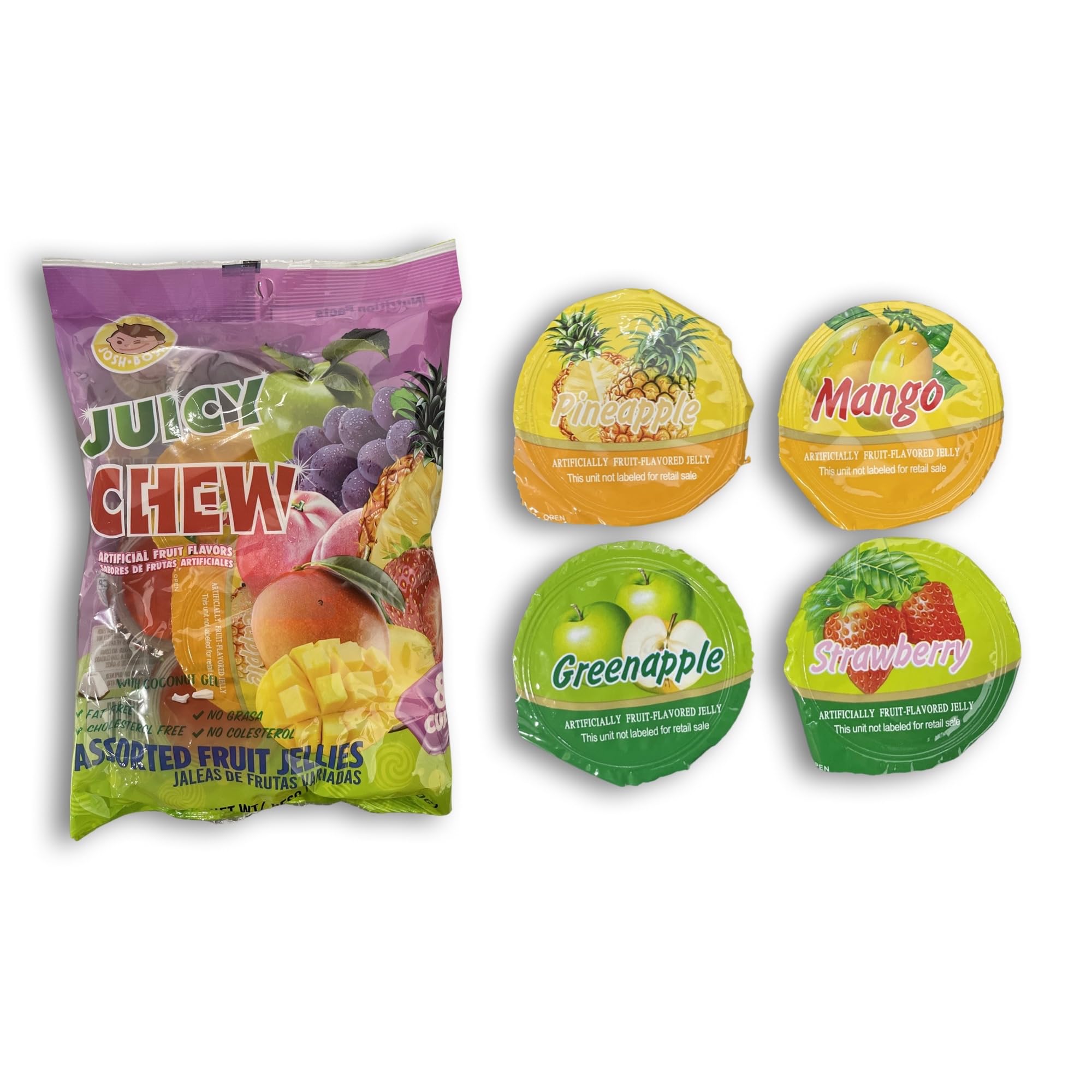 Juicy Chew Assorted Fruit Jellies Value Pack | 8 Count Bag | Pack of 2 (16 Total Cups)
