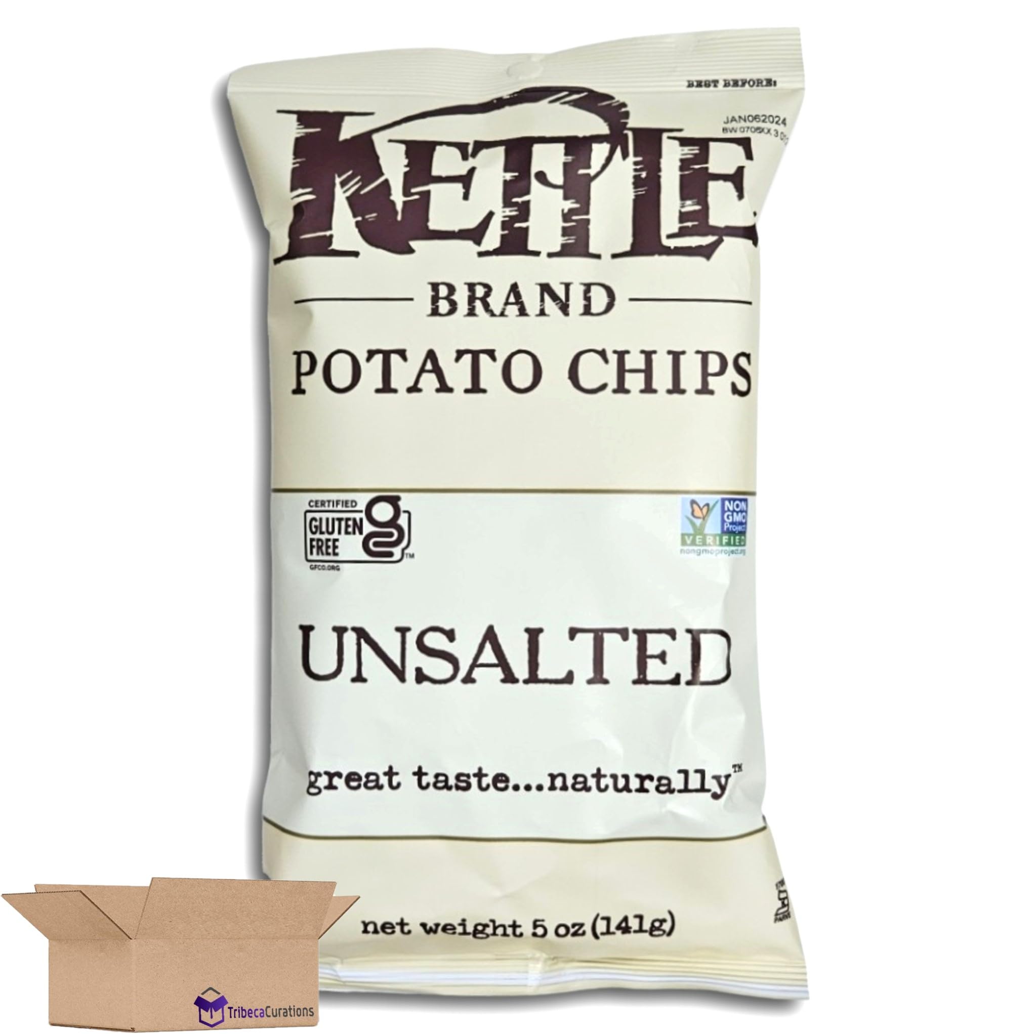 Kettle Brand Unsalted Potato Chips 5 Oz Bag | Pack of 5 3