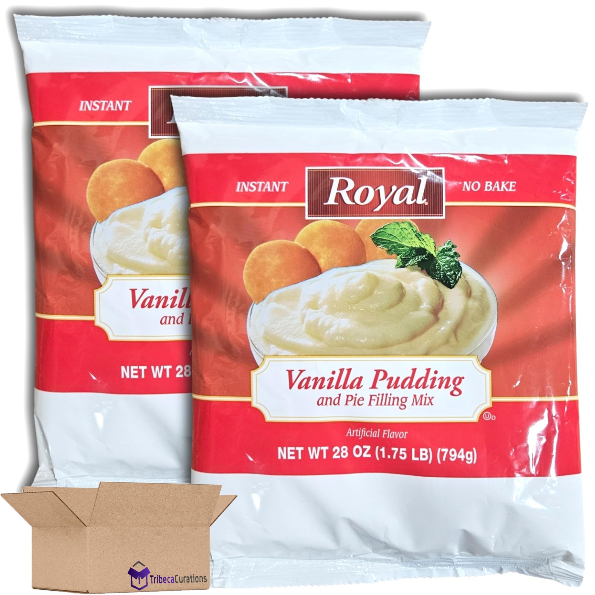 Royal Vanilla Pudding & Pie Filling Instant No Bake Mix Value Pack   | 28 Ounce Bag | Pack of 2 2