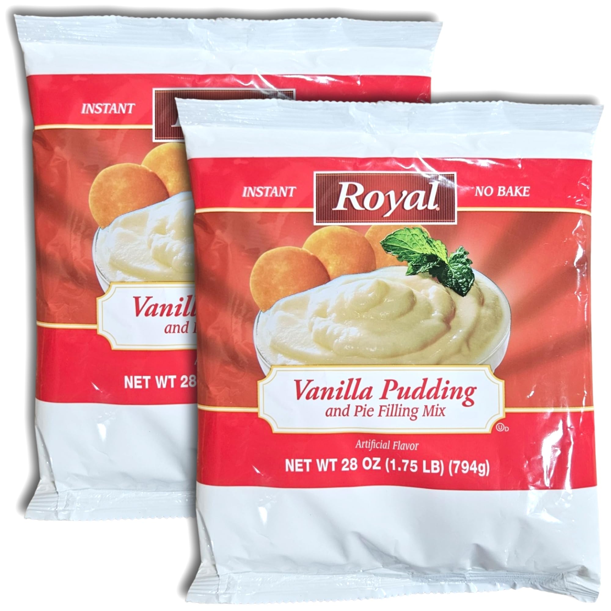Royal Vanilla Pudding & Pie Filling Instant No Bake Mix Value Pack   | 28 Ounce Bag | Pack of 2 6