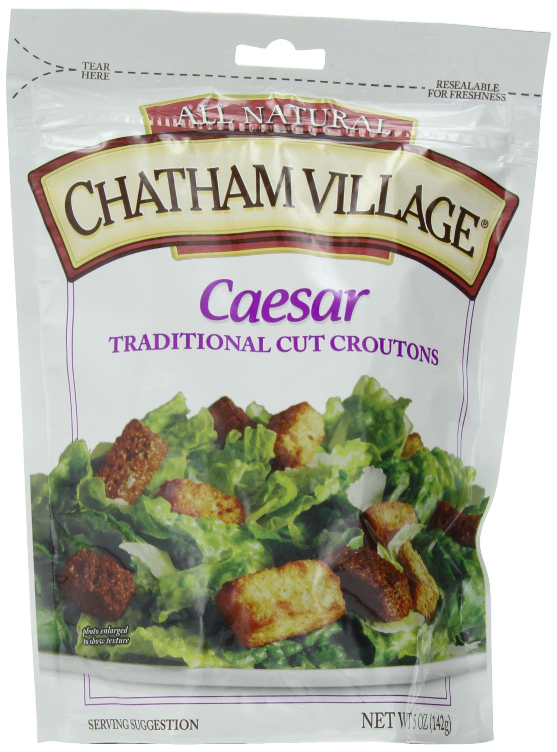 Chatham Village Caesar Style Croutons, 5-Ounce Bags (Pack of 12)