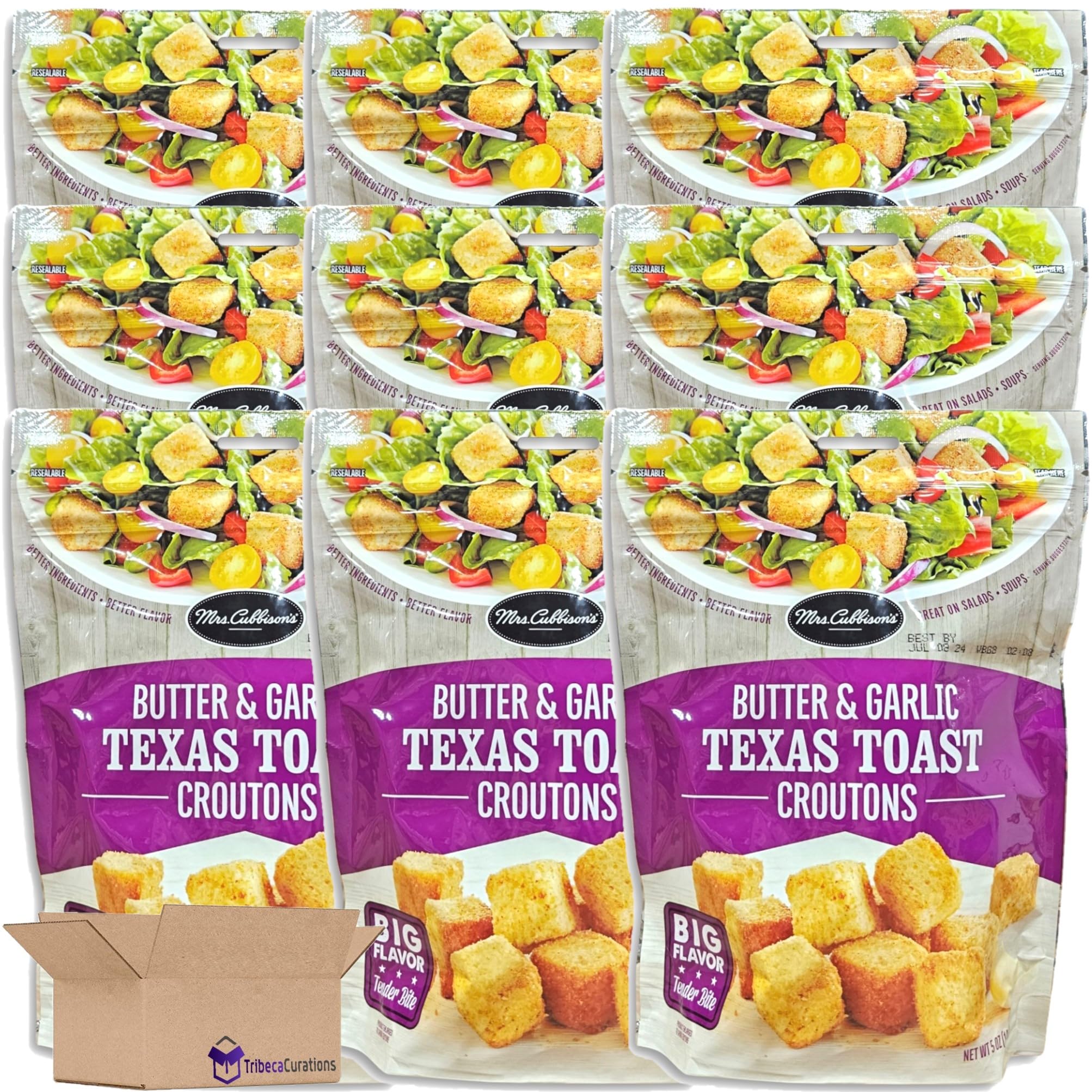 Mrs. Cubbison's Butter & Garlic Texas Toast Croutons Value Pack   | 5 Ounce Resealable Bag | Pack of 9 2