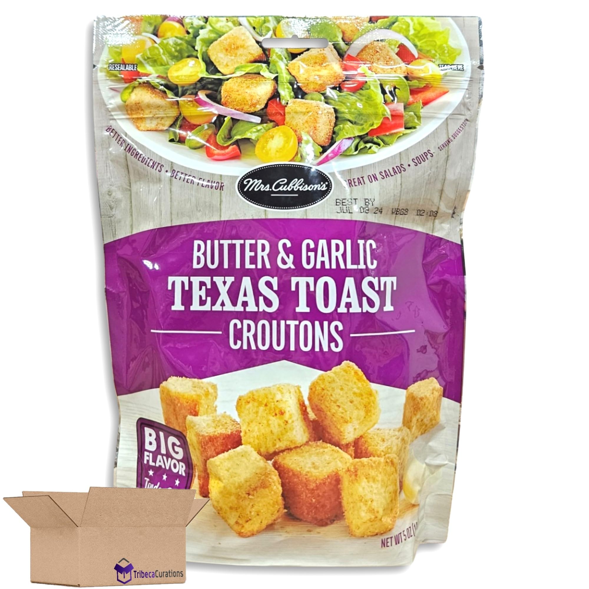 Mrs. Cubbison's Butter & Garlic Texas Toast Croutons Value Pack   | 5 Ounce Resealable Bag | Pack of 9 3