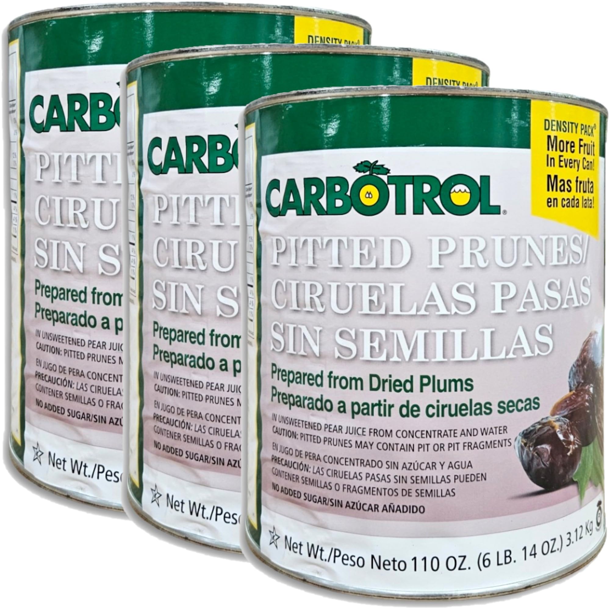 Carbotrol | Pitted Prunes in Juice Value Pack | 110 Ounce Density Pack 3 Cans