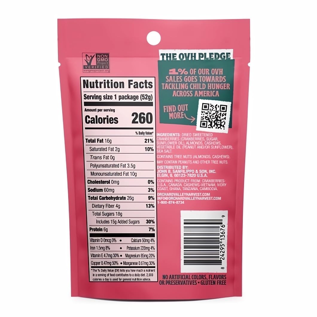 Orchard Valley Harvest Trail Mix | Cran Nut Mix (Sweetened Cranberries, Almonds & Cashews) | 1.85 Ounce | Case of 30 4