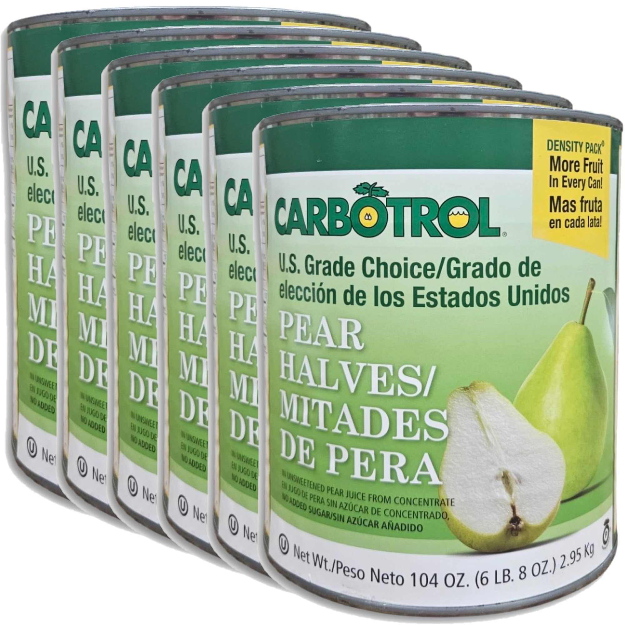 Carbotrol | U.S. Grade Choice Pear Halves in Juice Value Pack | 104 Ounce Density Pack Can | Case of 6 2