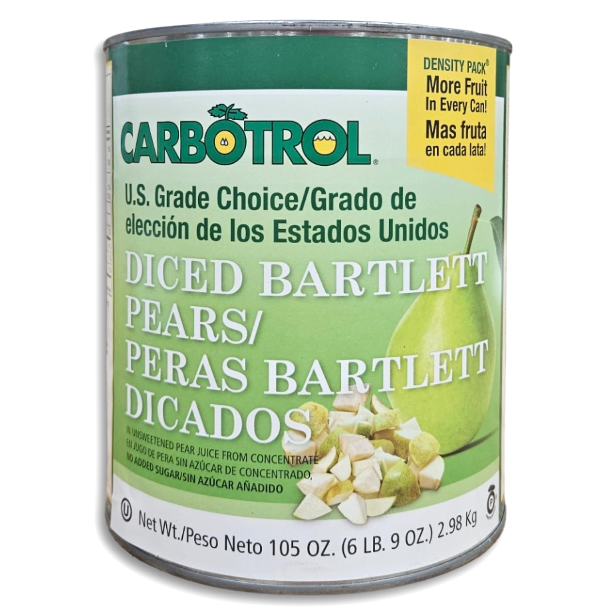 Carbotrol | U.S. Grade Choice Diced Bartlett Pears in Juice Value Pack | 105 Ounce Density Pack Can | Case of 6 3