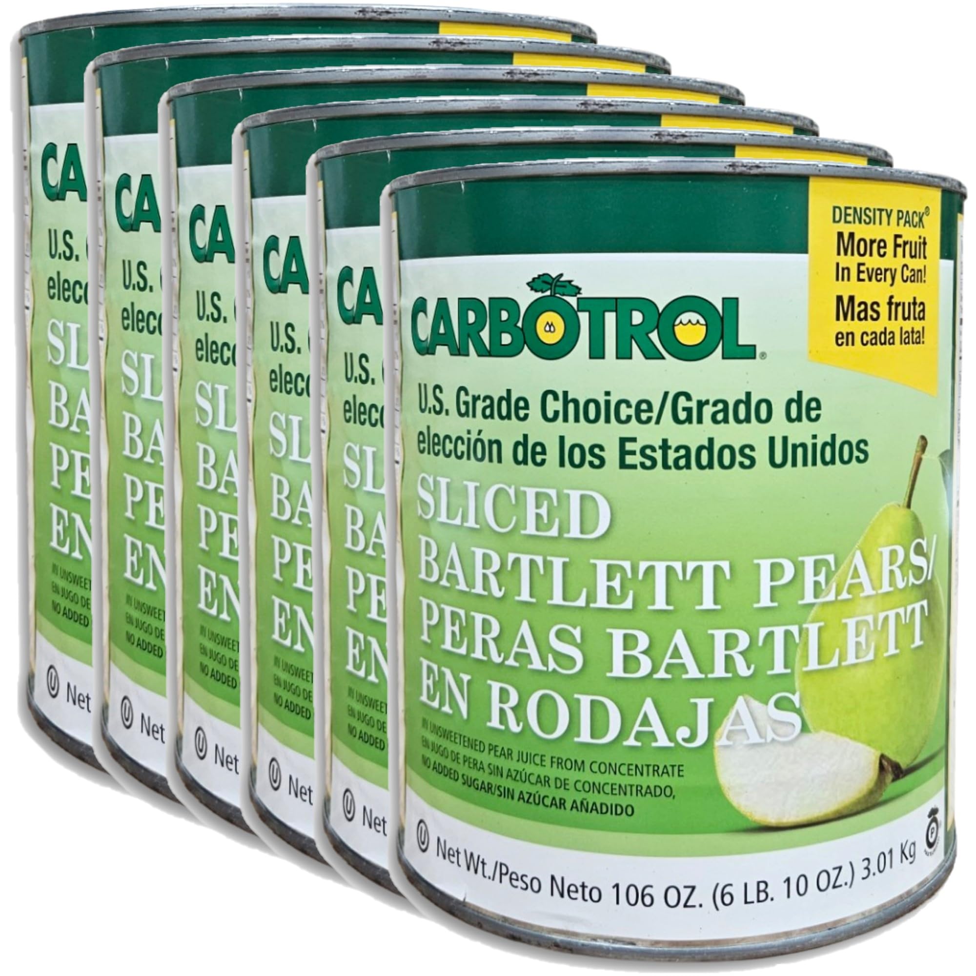 Carbotrol | U.S. Grade Choice Sliced Bartlett Pears in Juice Value Pack | 106 Ounce Density Pack Can | Case of 6 2