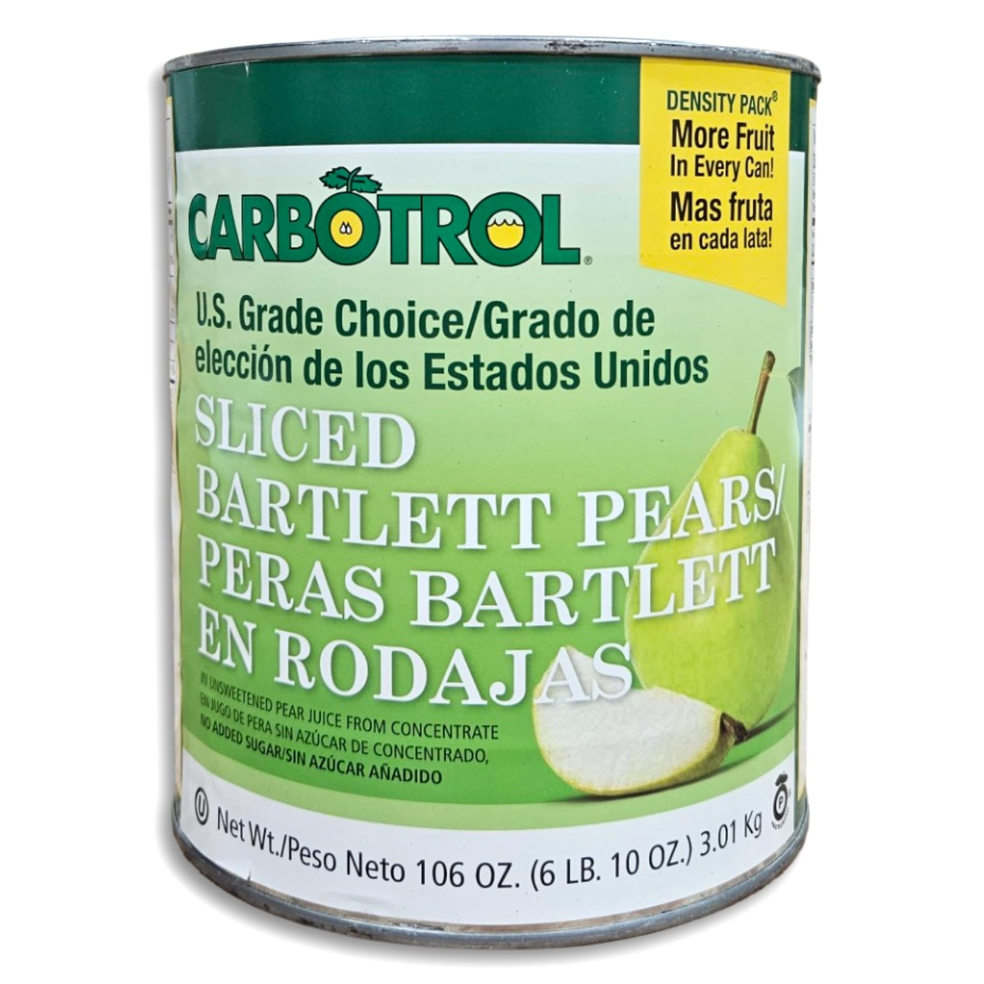 Carbotrol | U.S. Grade Choice Sliced Bartlett Pears in Juice Value Pack | 106 Ounce Density Pack Can | Case of 6 3