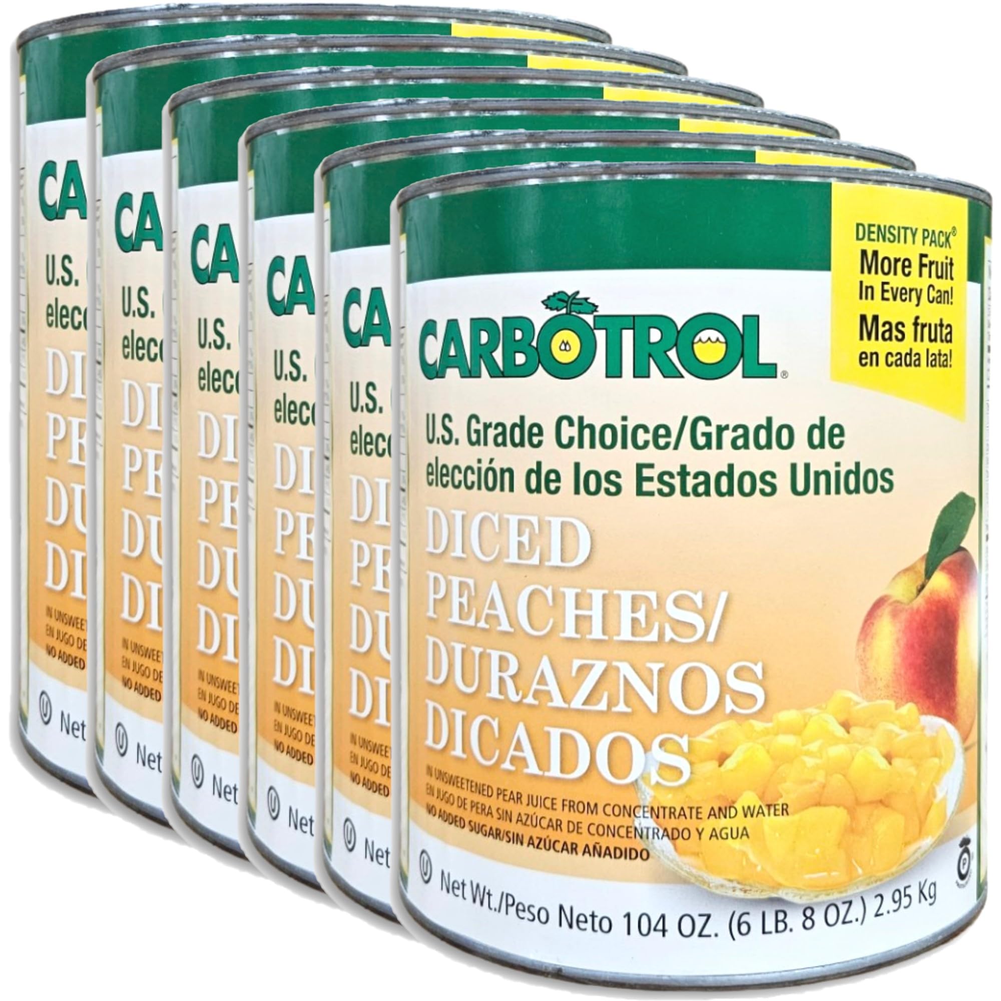 Carbotrol | U.S. Grade Choice Diced Peaches Value Pack | 105 Ounce Density Pack Can | Case of 6 2