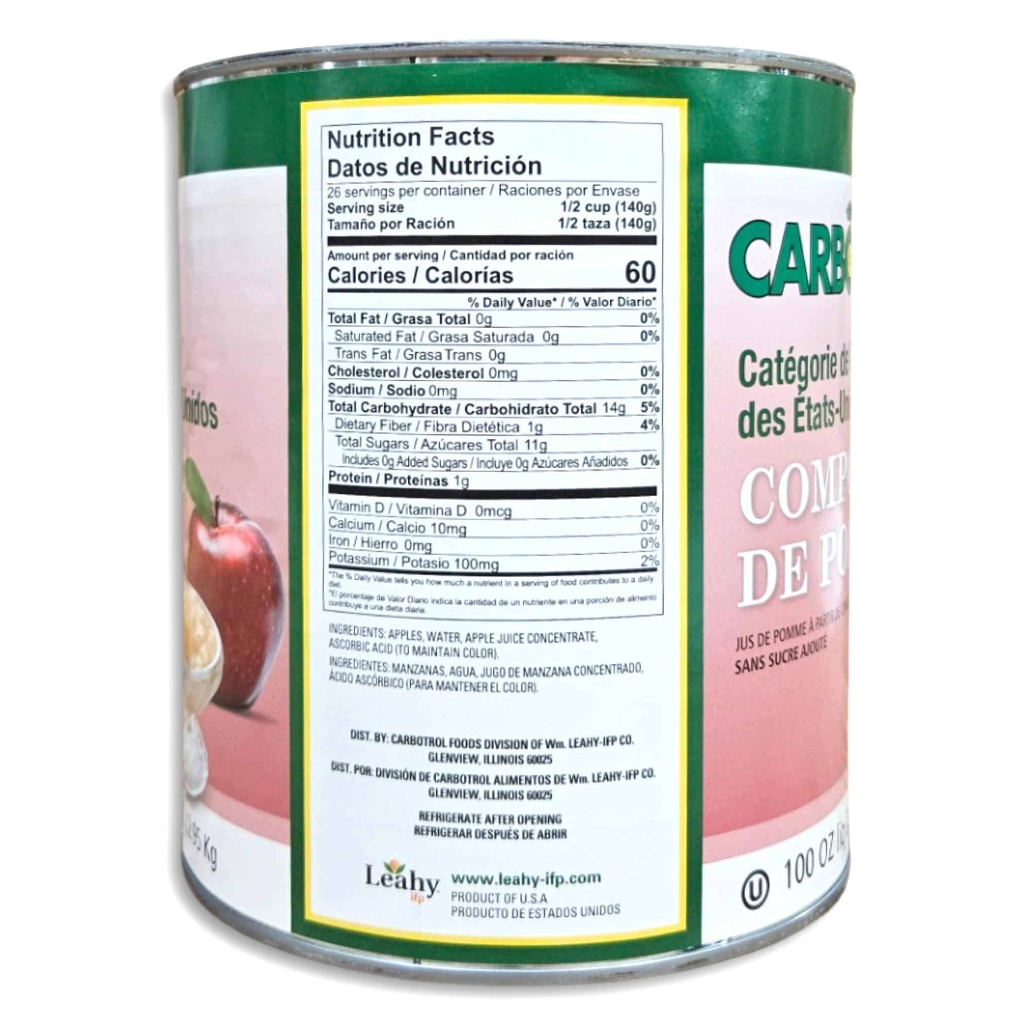Carbotrol | U.S. Fancy Grade Apple Sauce Value Pack | 105 Ounce Can | Case of 6 4