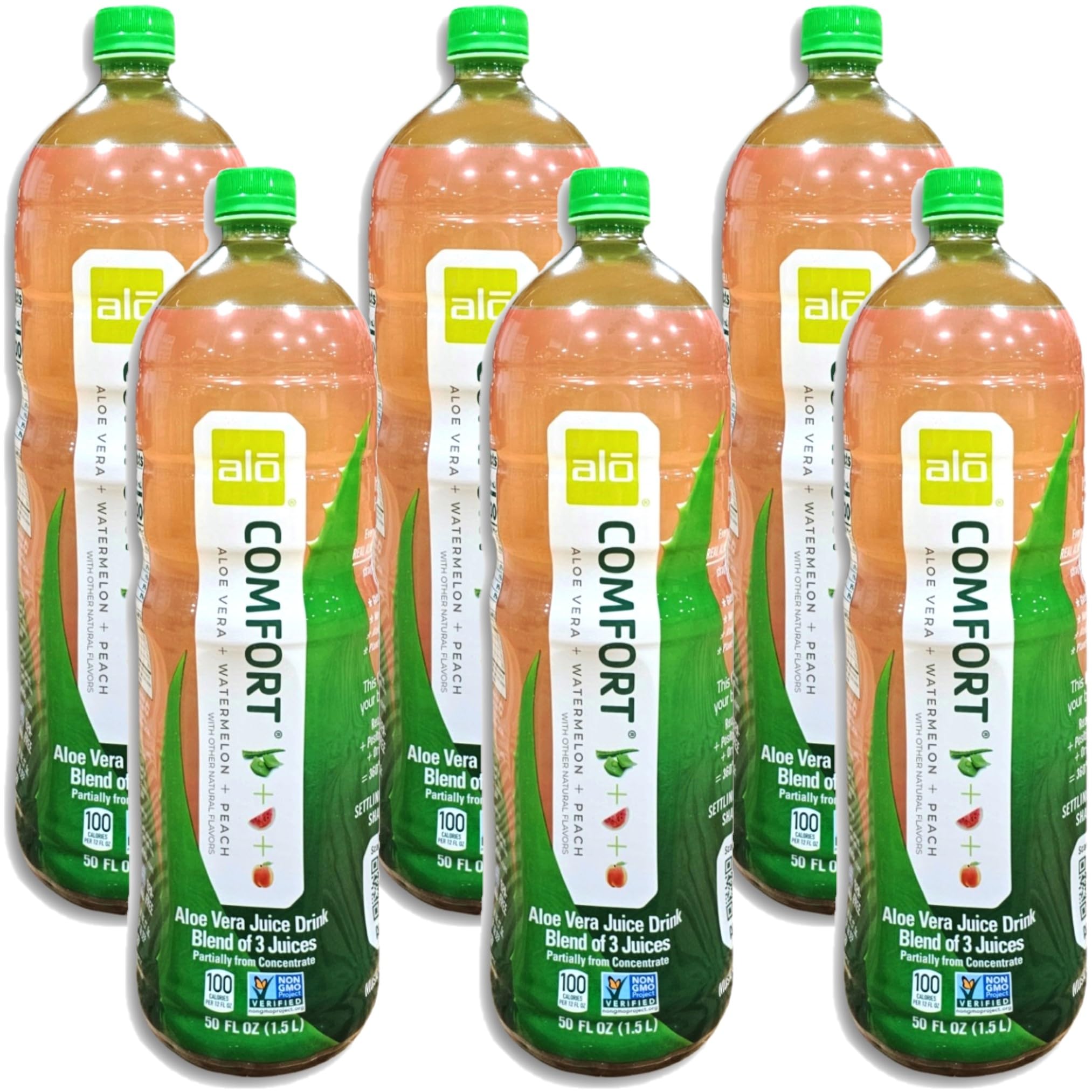 Alo Comfort | Aloe Vera, Watermelon, & Peach Juice Drink | Huge 50 Fl Oz | Case Of 6 2