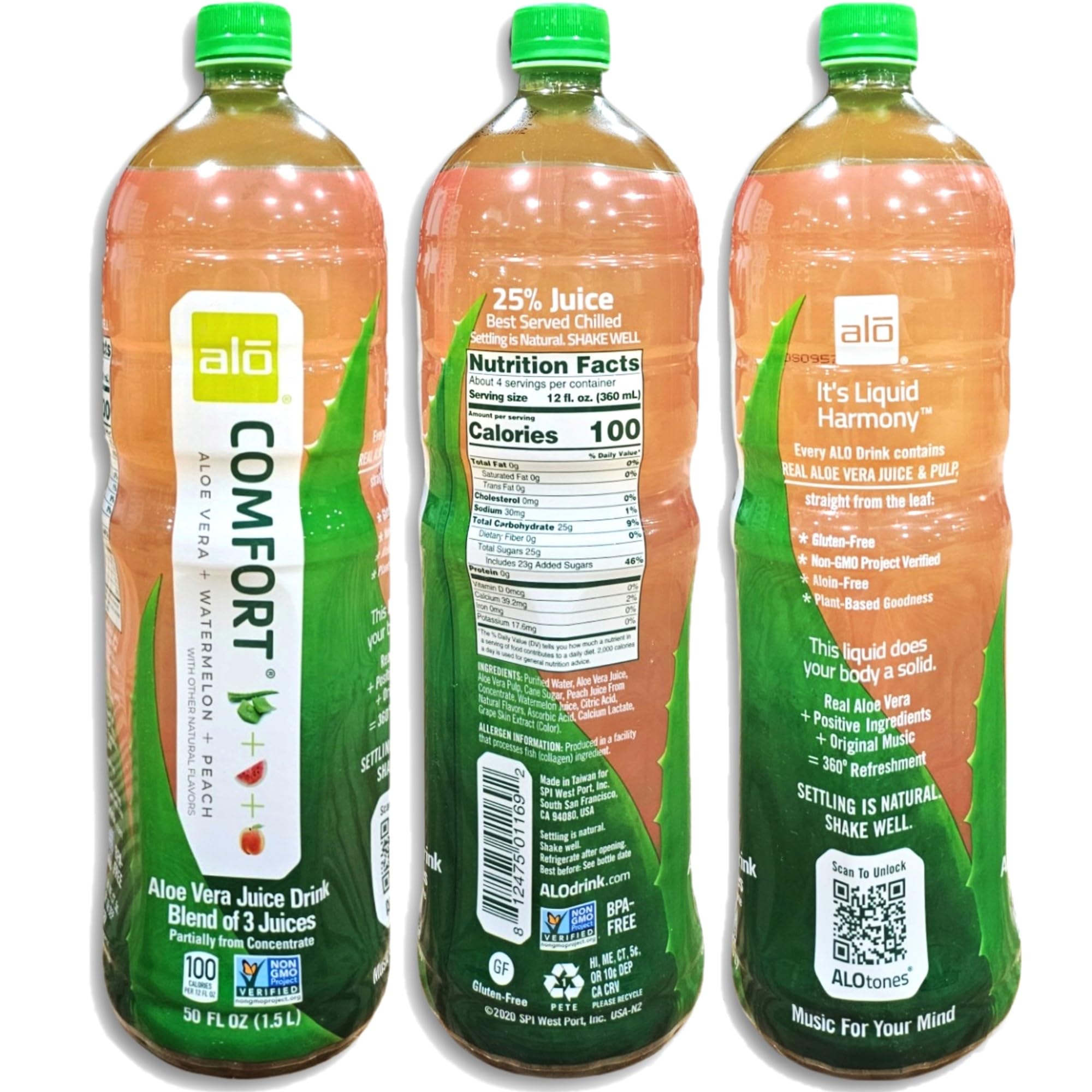 Alo Comfort | Aloe Vera, Watermelon, & Peach Juice Drink | Huge 50 Fl Oz | Case Of 6 6