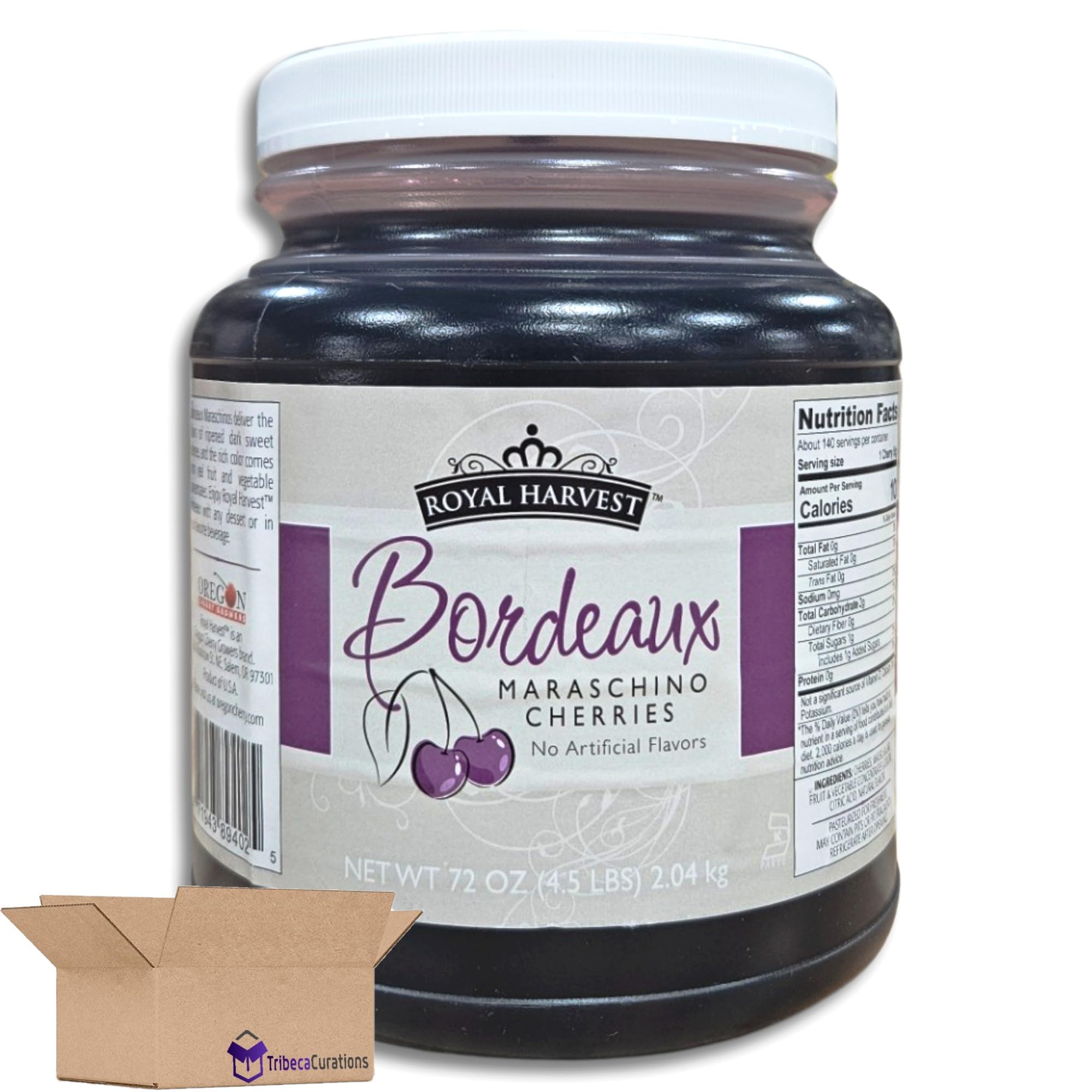 Royal Harvest Bordeaux Maraschino Cherries With Stems Value Pack   | 72 Ounce Jar | Pack of 2 3