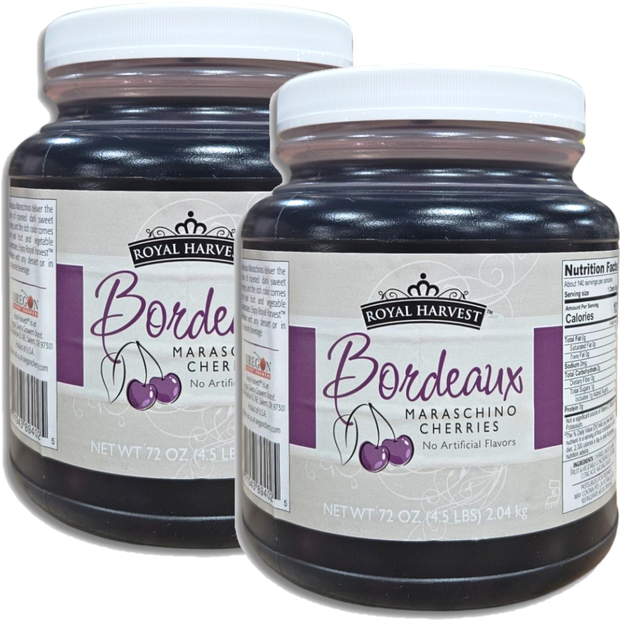 Royal Harvest Bordeaux Maraschino Cherries With Stems Value Pack   | 72 Ounce Jar | Pack of 2 6
