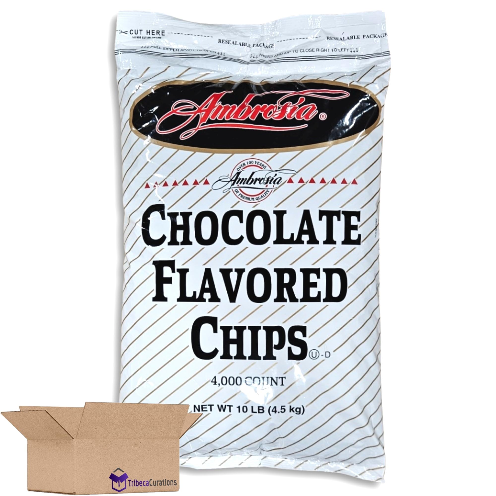 Ambrosia Chocolate Flavored Chips Bulk Value Pack   | 10 Pound Bag (4000 Count) 2