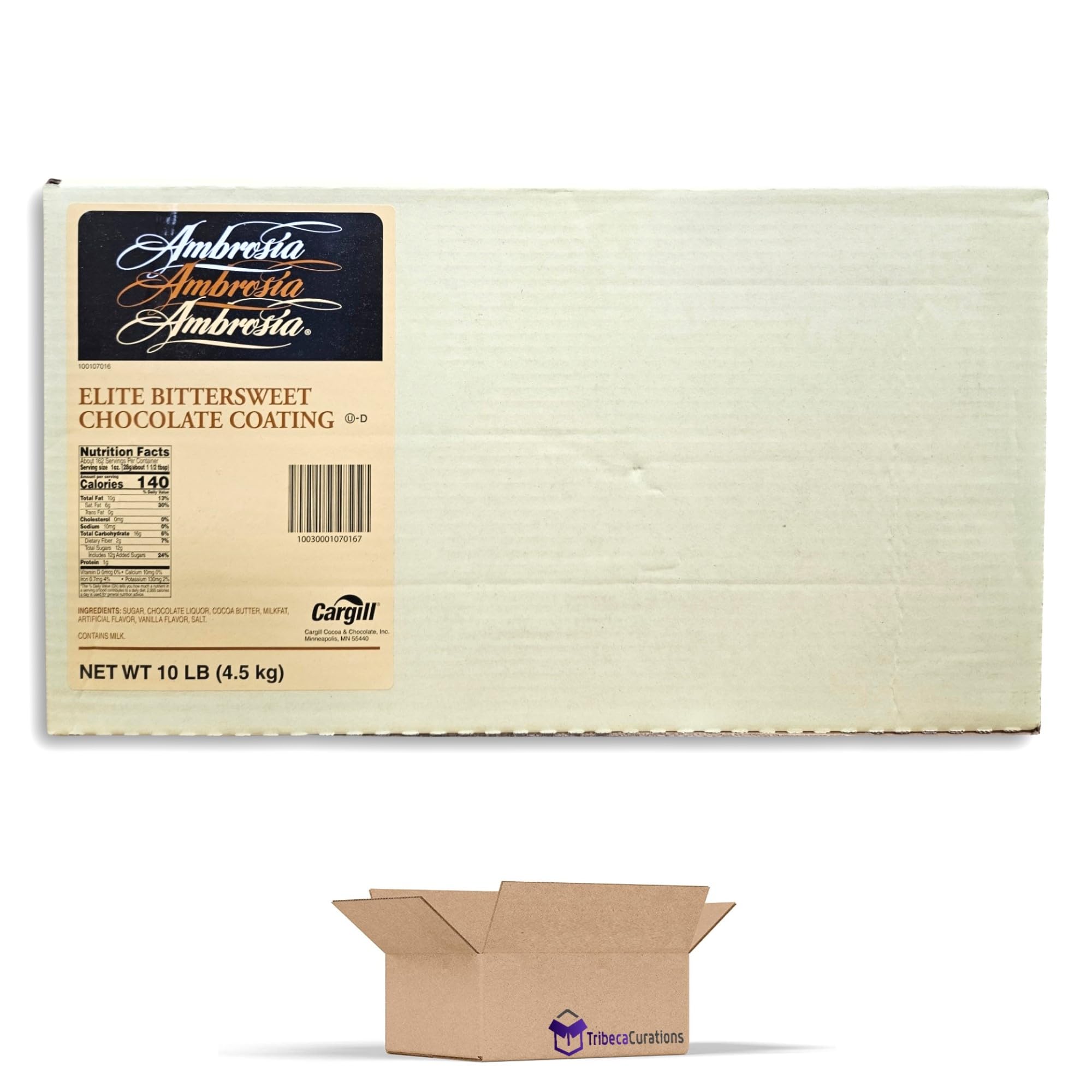 Ambrosia Elite Bittersweet Chocolate Coating Bulk 10 Pound Block