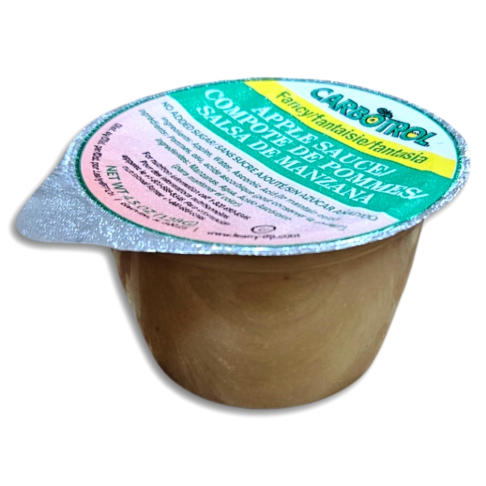 Carbotrol No Sugar Added Fancy Apple Sauce Value Pack | 4.5 Ounce Cup | Pack of 12 4