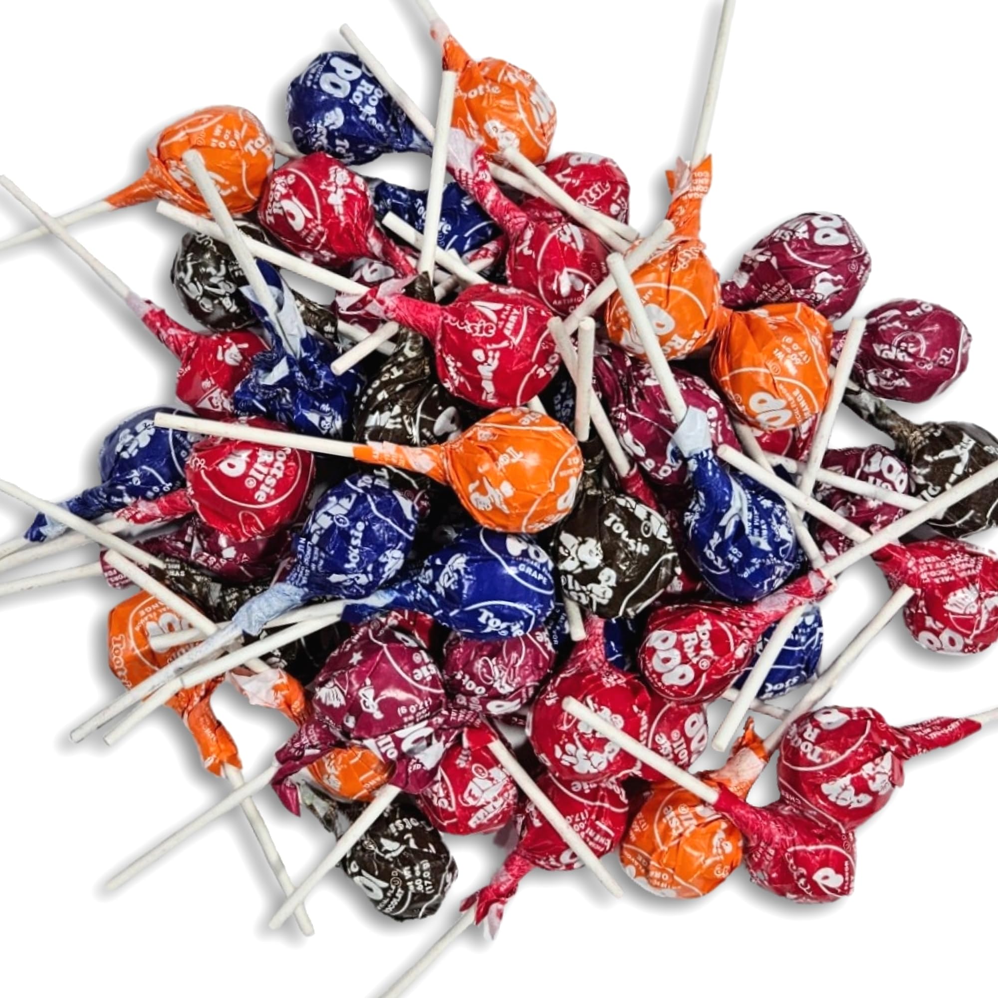 1 lb. Tootsie Roll Chocolate Candy Filled Lollipops Bulk Value Pack   | Cherry, Chocolate, Grape Orange, Raspberry