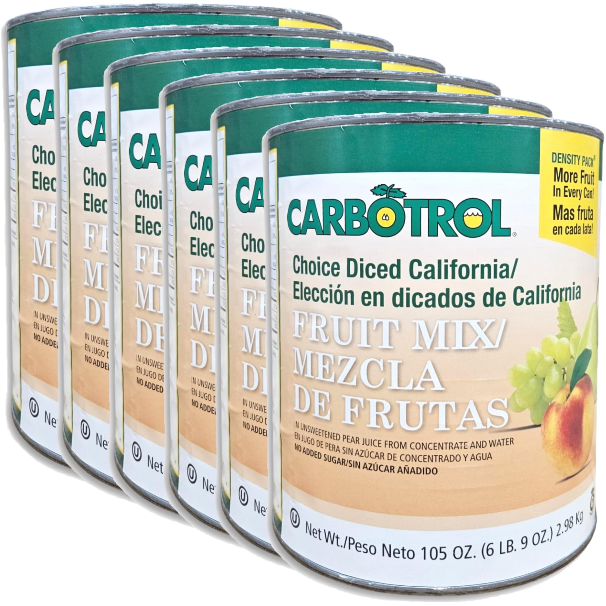 Carbotrol | Choice Diced California Fruit Mix in Pear Juice | 105 Ounce Density Pack Can | Case of 6 2